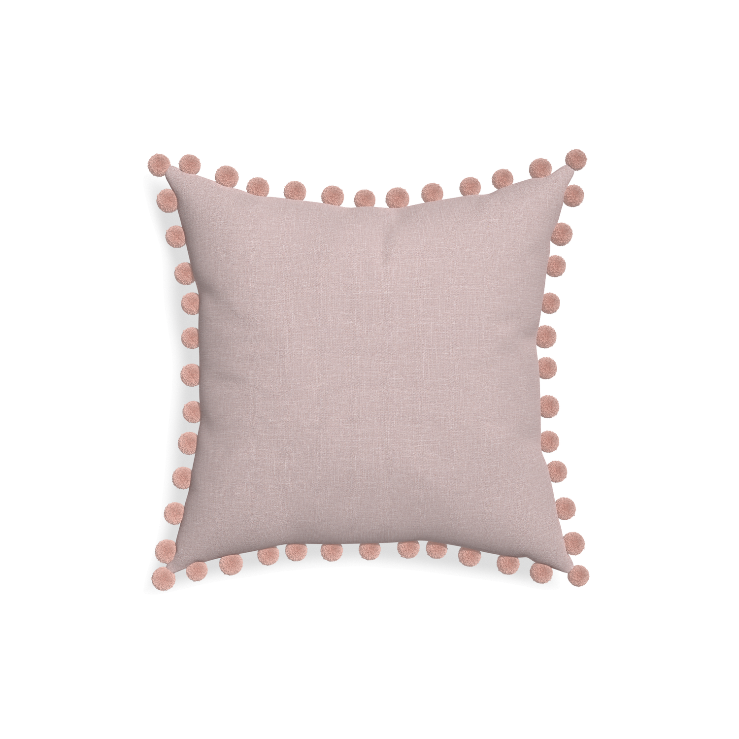 18-square orchid custom mauve pinkpillow with rose pom pom on white background