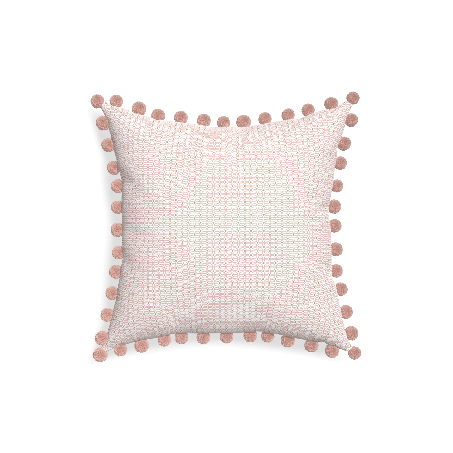 18-square loomi pink custom pink geometricpillow with rose pom pom on white background