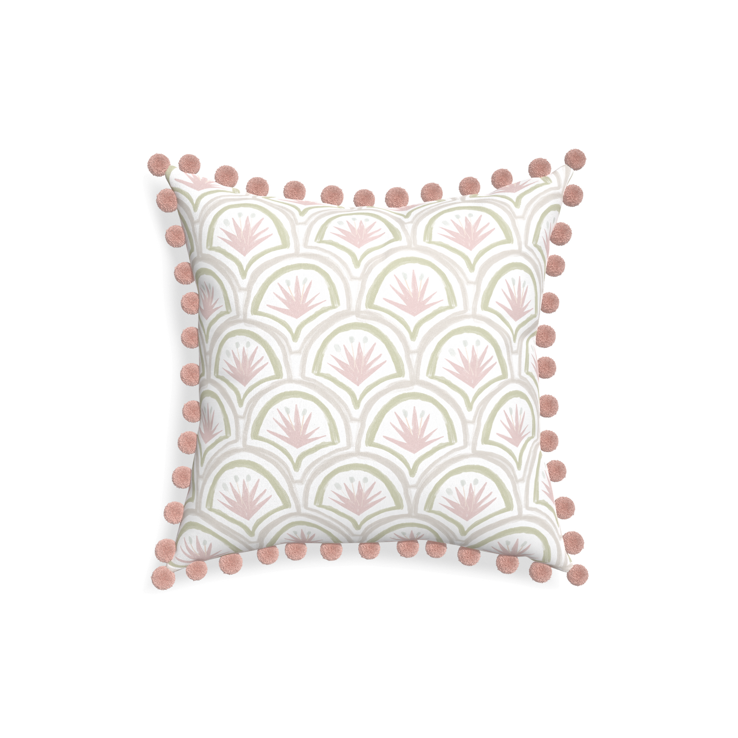 18-square thatcher rose custom pink & green palmpillow with rose pom pom on white background