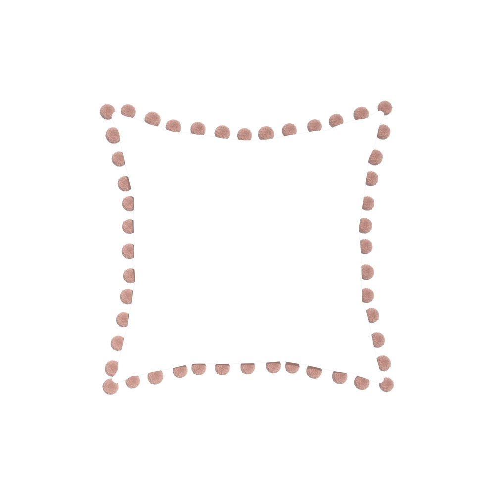 18-square ruby moss custom pillow with rose pom pom on white background