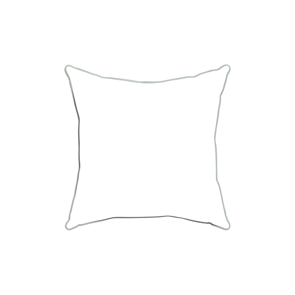 18-square ruby moss custom pillow with sage piping on white background