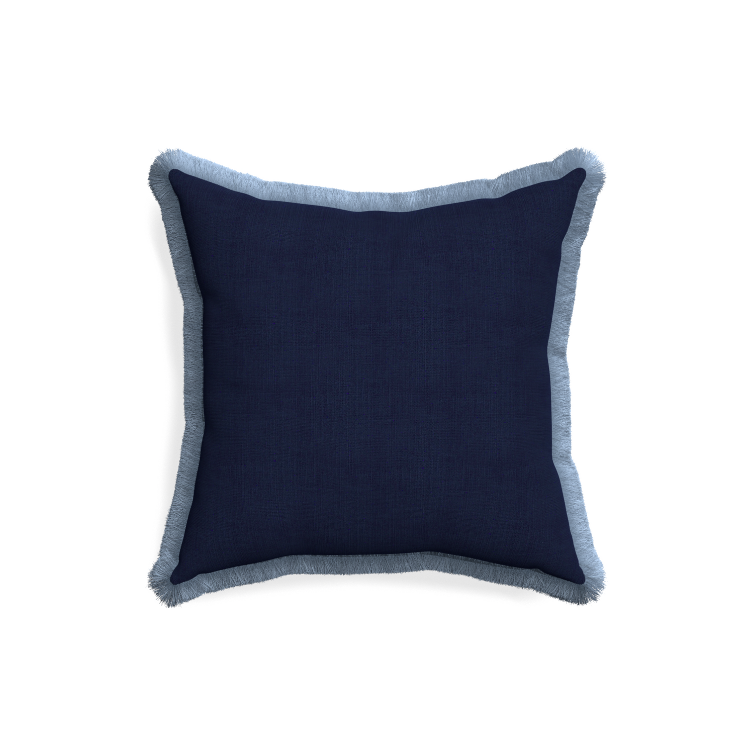 18-square midnight custom navy bluepillow with sky fringe on white background