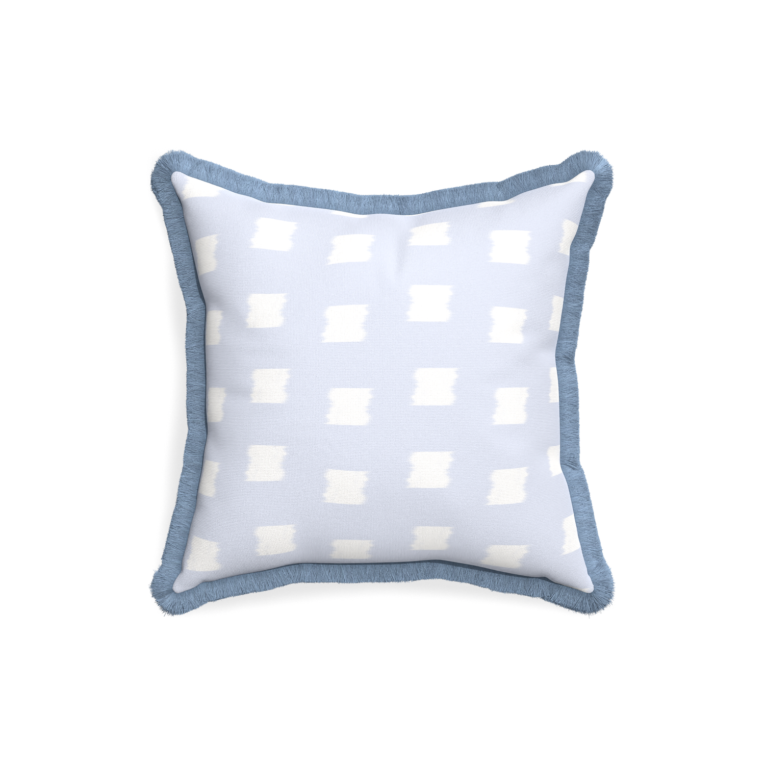 18-square denton custom sky blue patternpillow with sky fringe on white background