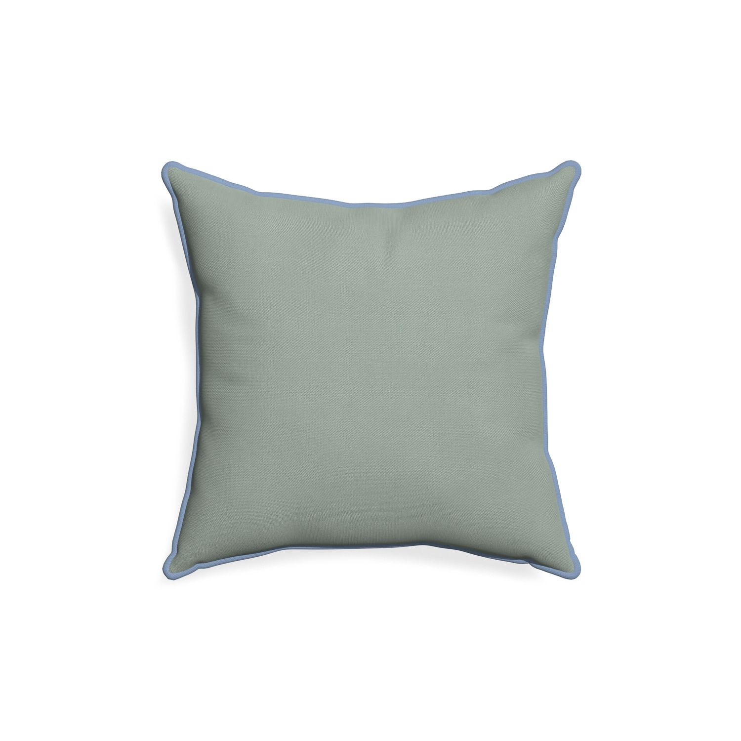 18-square sage custom sage green cottonpillow with sky piping on white background
