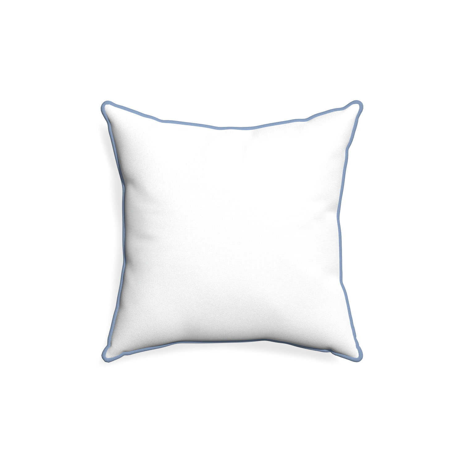 18-square snow custom white cottonpillow with sky piping on white background