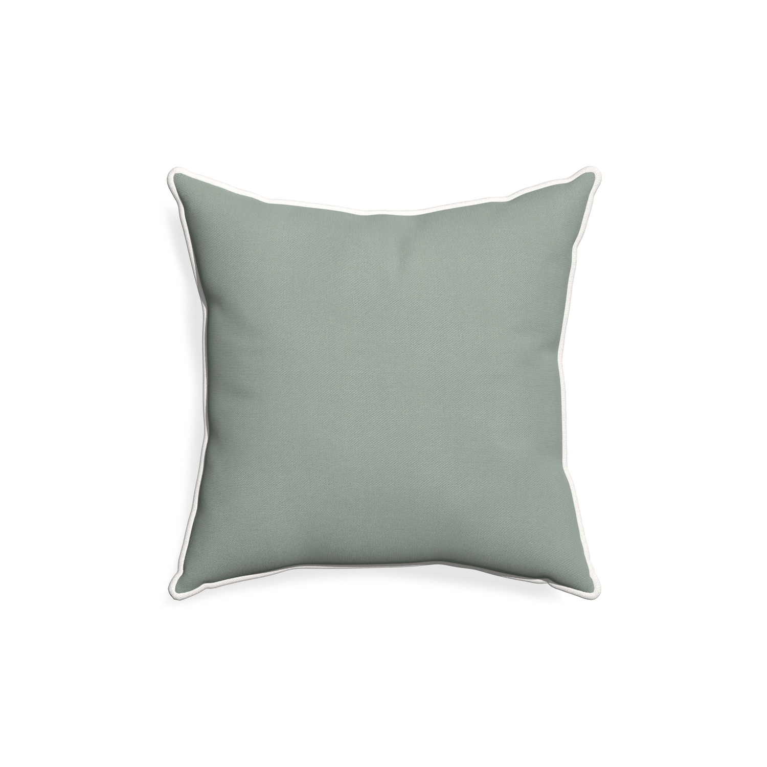18-square sage custom sage green cottonpillow with snow piping on white background