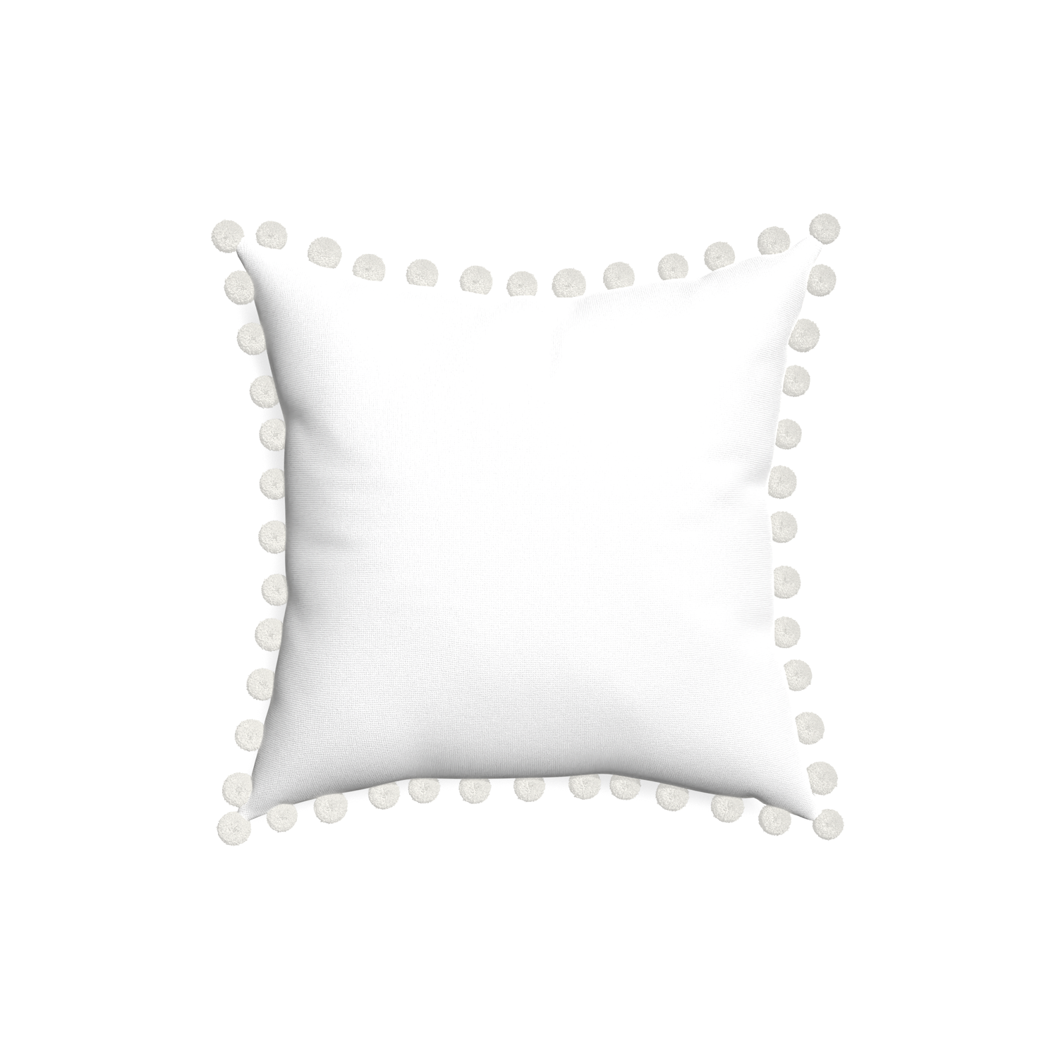 18-square snow custom white cottonpillow with snow pom pom on white background