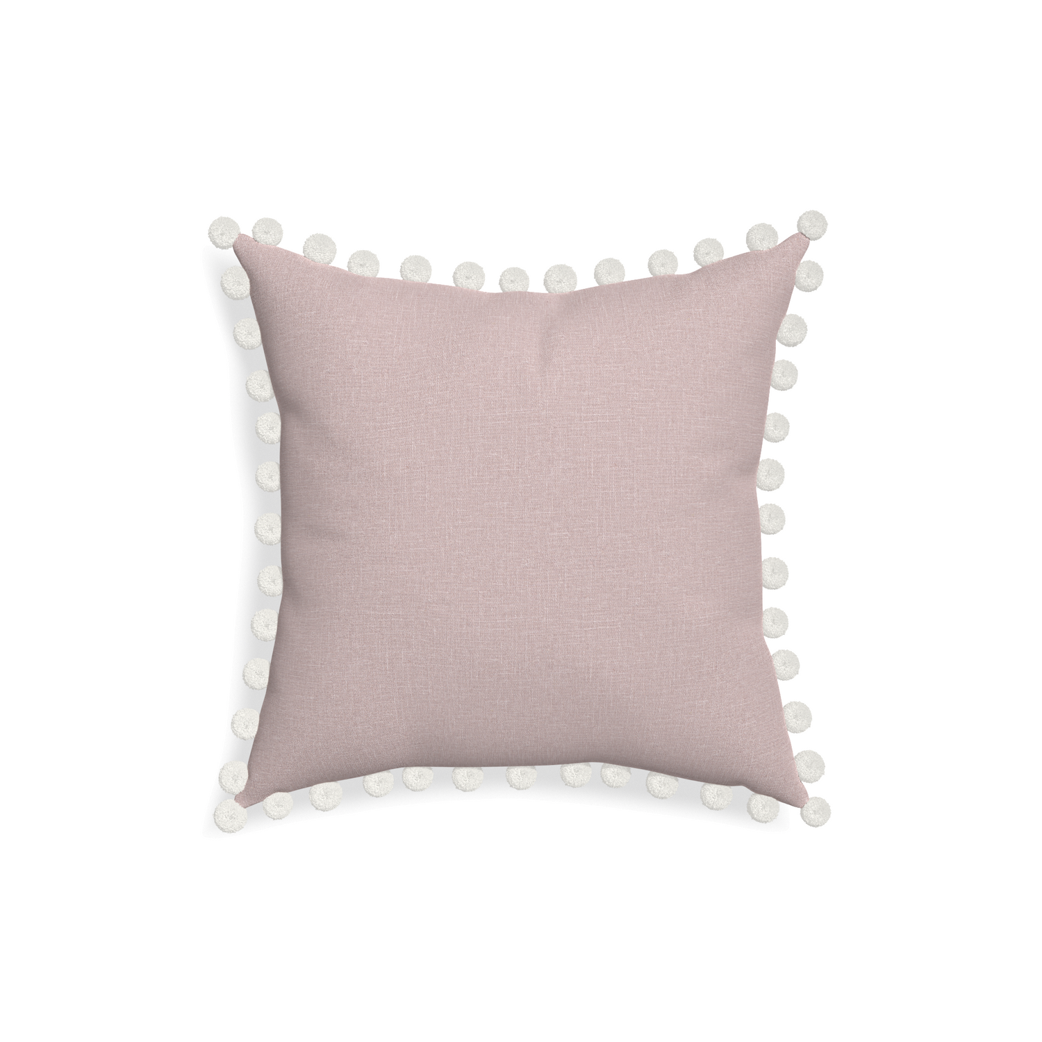 18-square orchid custom mauve pinkpillow with snow pom pom on white background