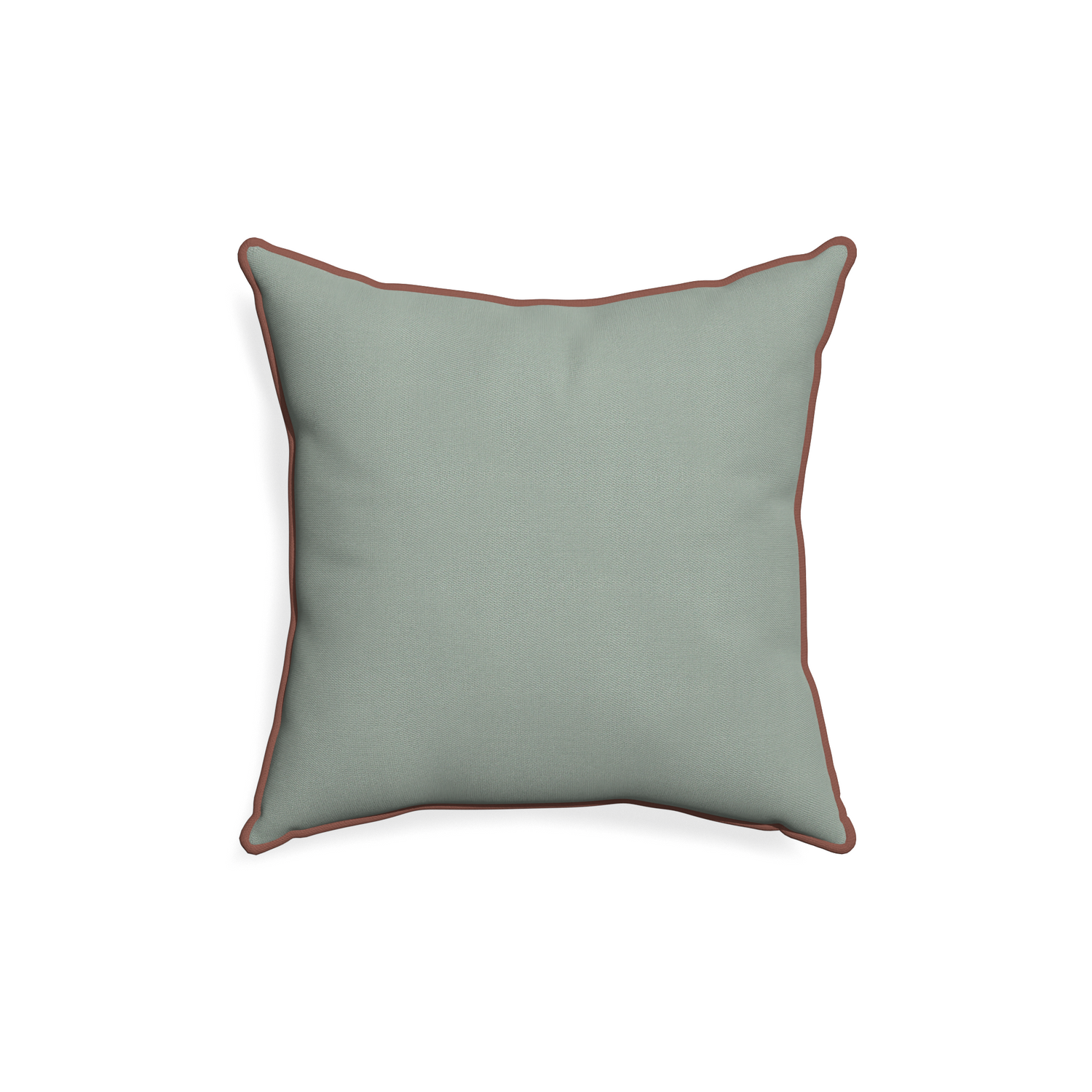 18-square sage custom sage green cottonpillow with w piping on white background