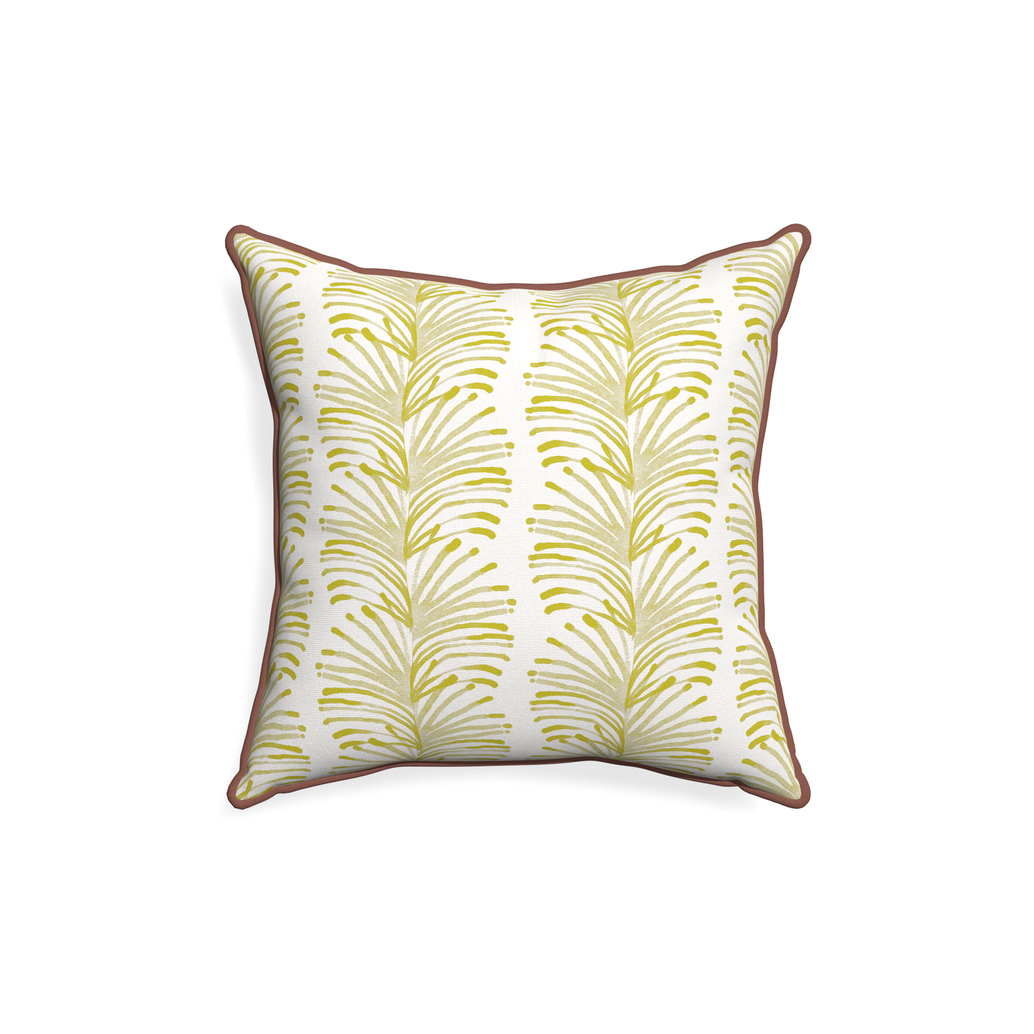 18-square emma chartreuse custom yellow stripe chartreusepillow with w piping on white background