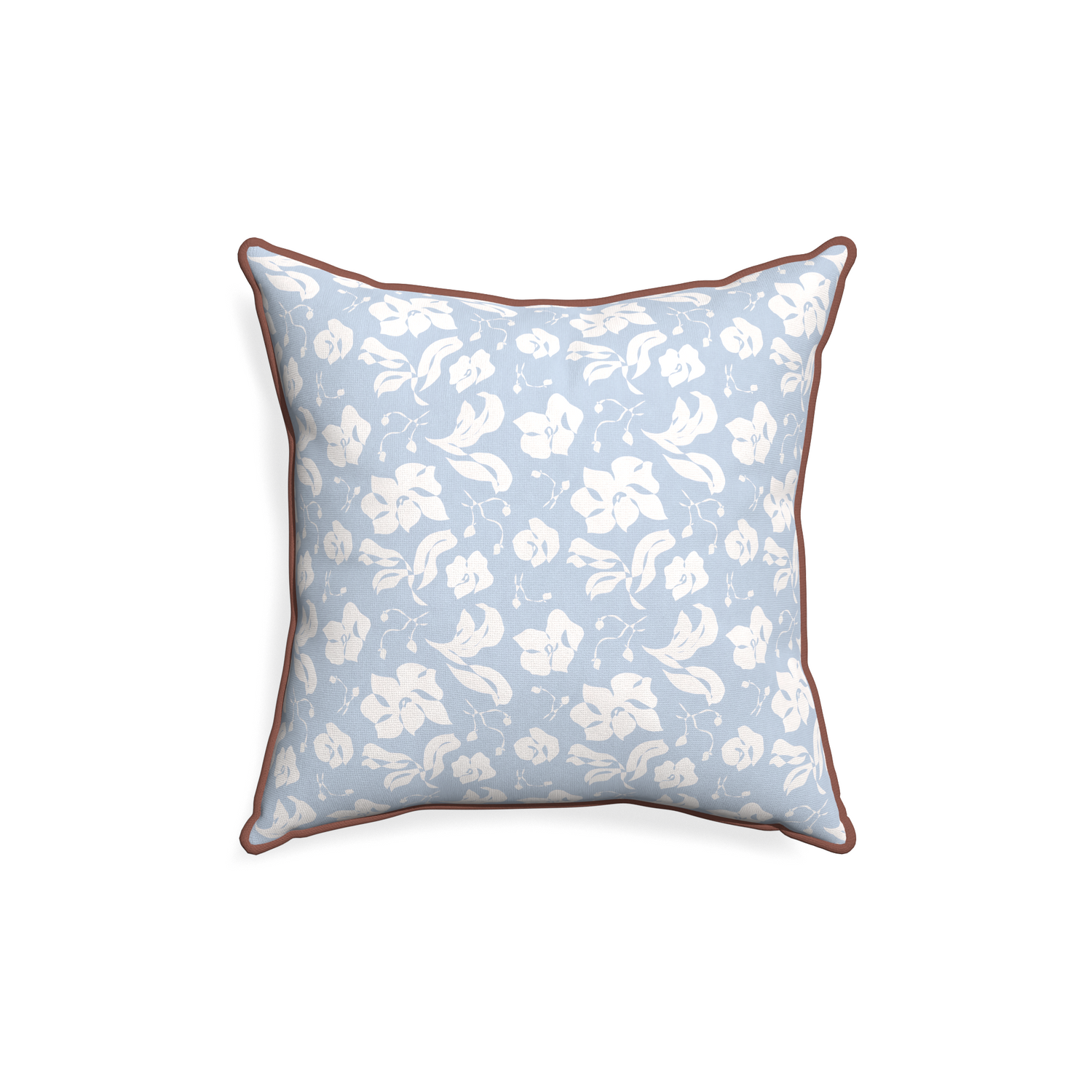 18-square georgia custom cornflower blue floralpillow with w piping on white background