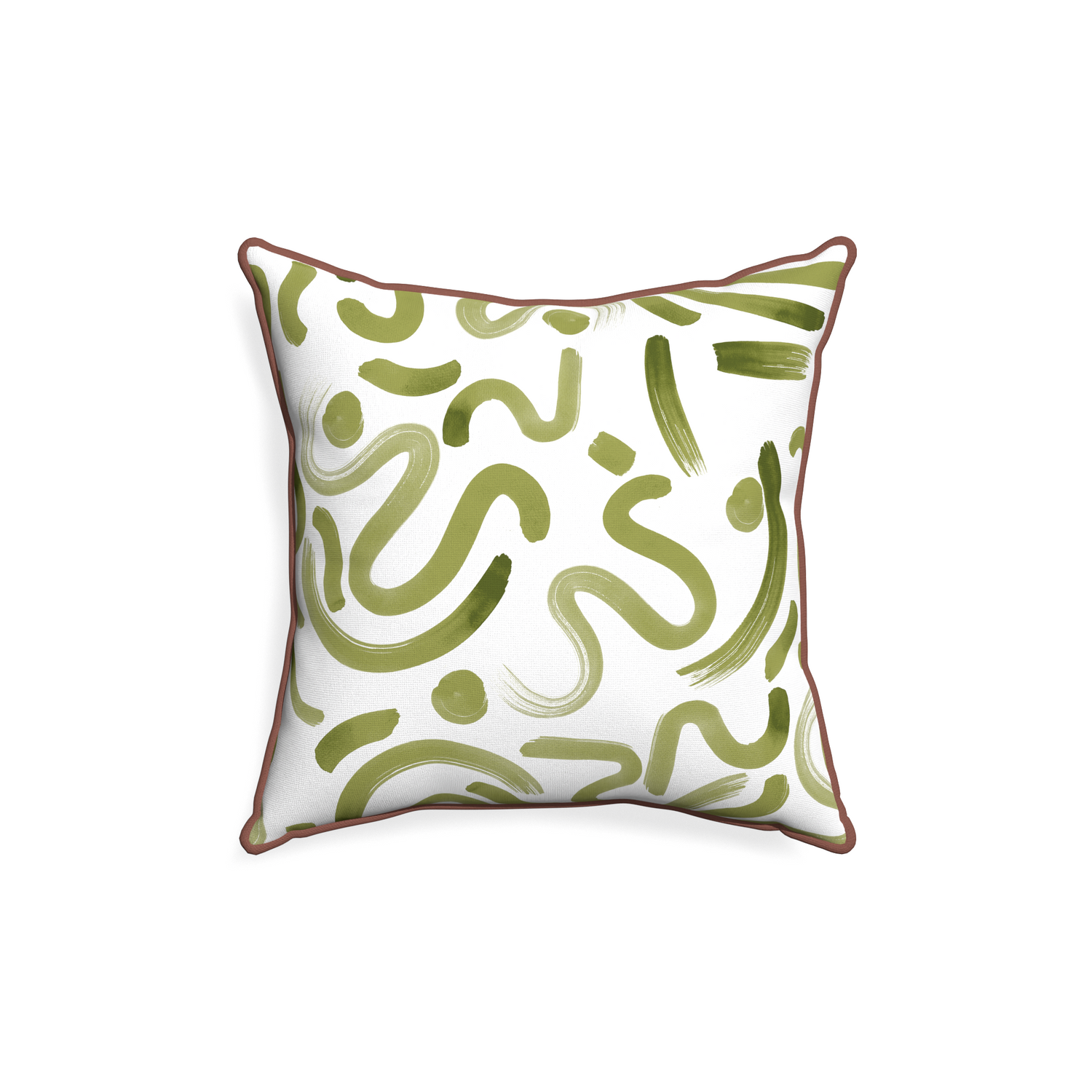 18-square hockney moss custom moss greenpillow with w piping on white background