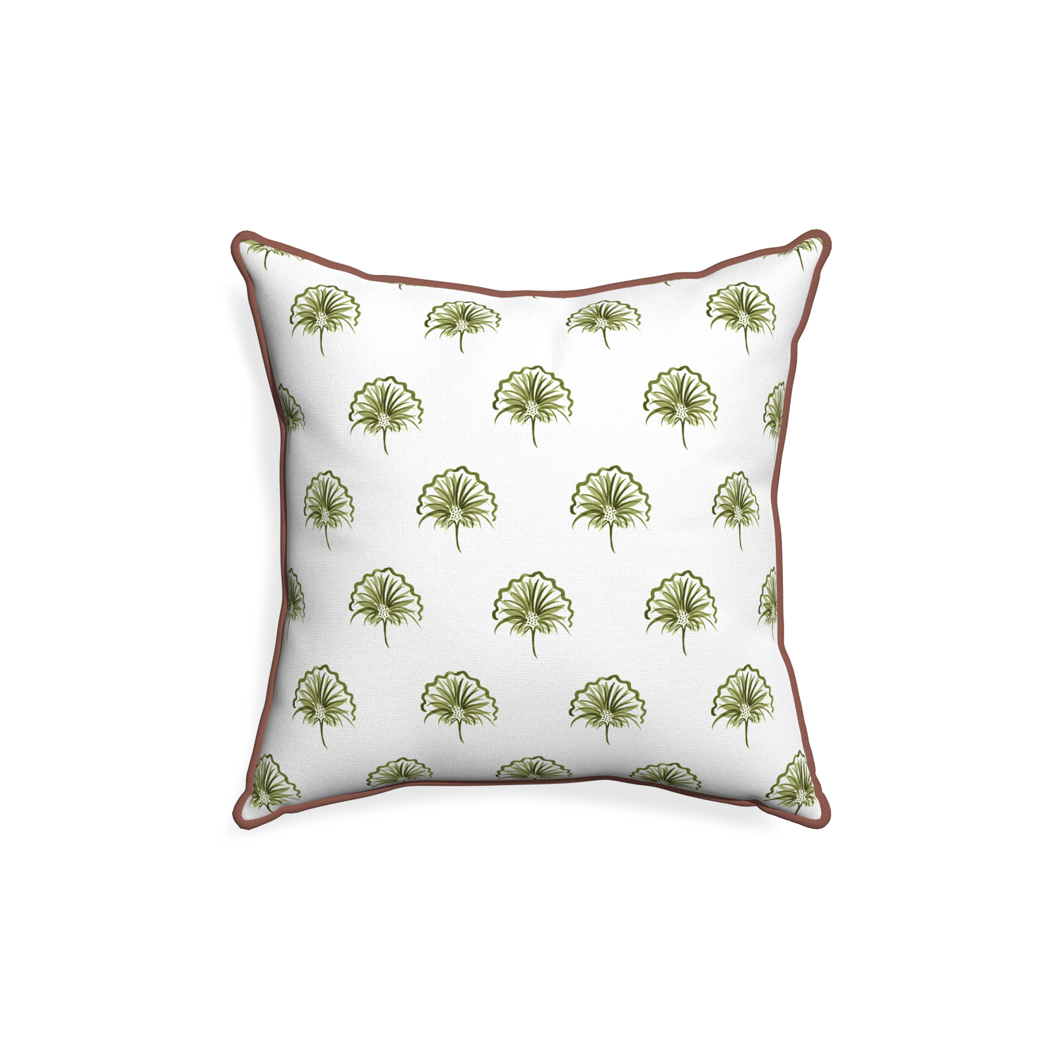 18-square penelope moss custom green floralpillow with w piping on white background