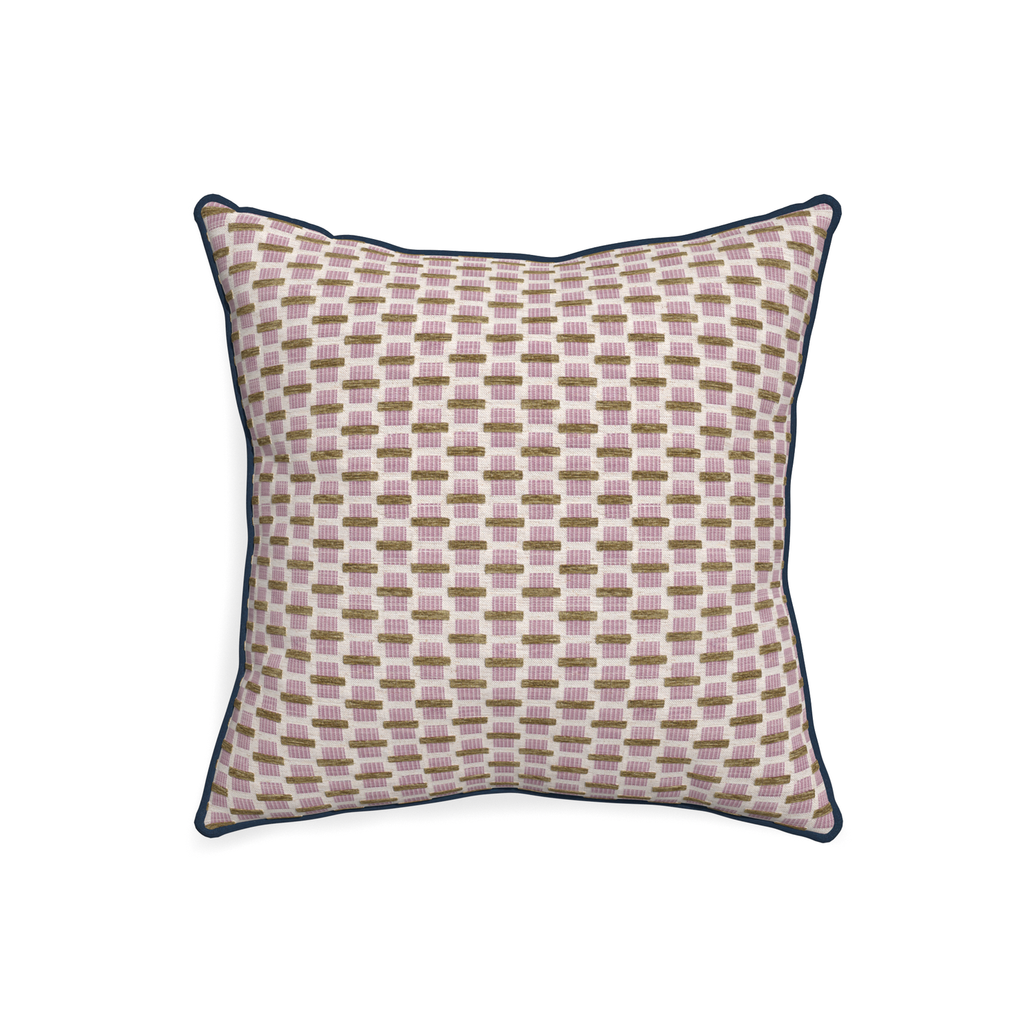 20-square willow orchid custom pink geometric chenillepillow with c piping on white background
