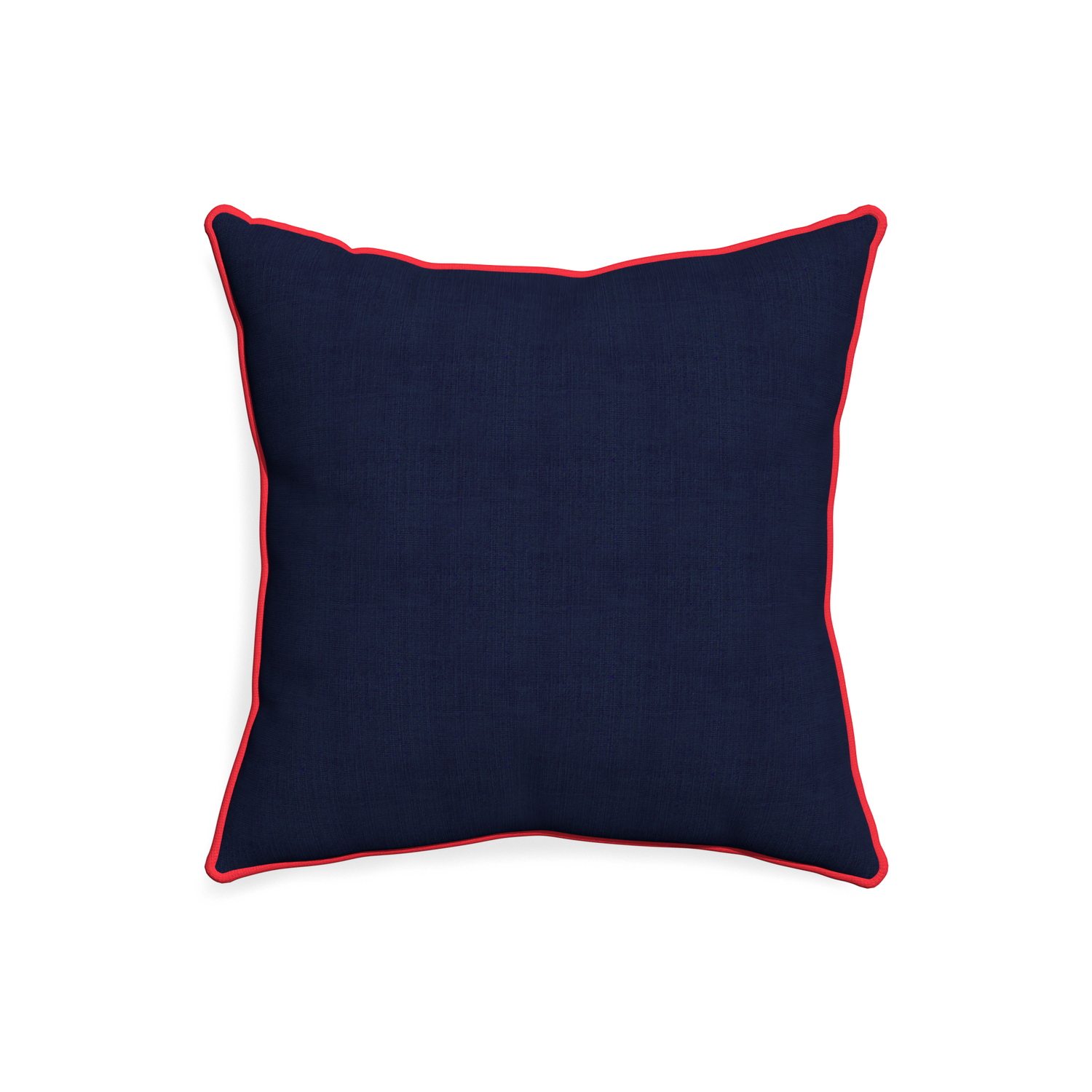 20-square midnight custom navy bluepillow with cherry piping on white background