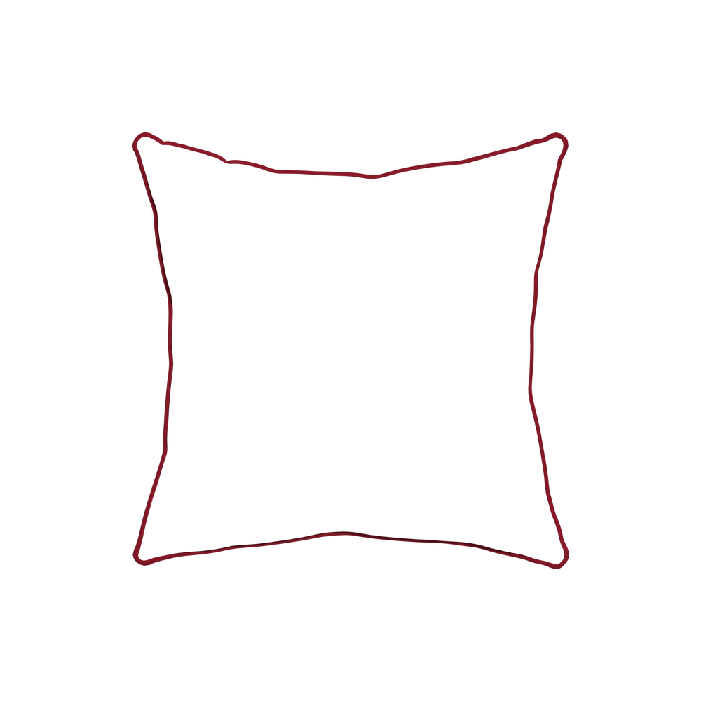 20-square ruby moss custom pillow with cherry piping on white background