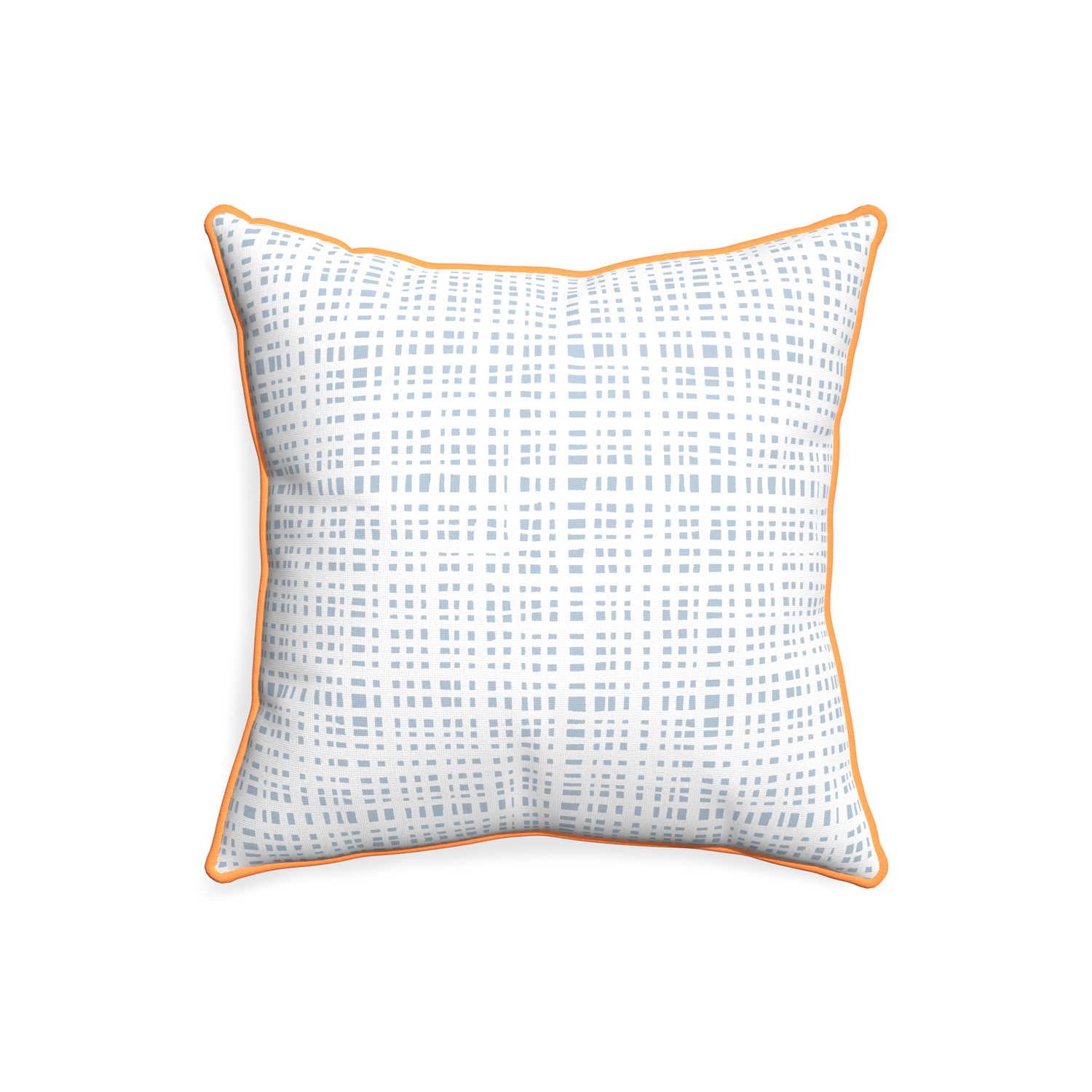 20-square ginger custom plaid sky bluepillow with clementine piping on white background