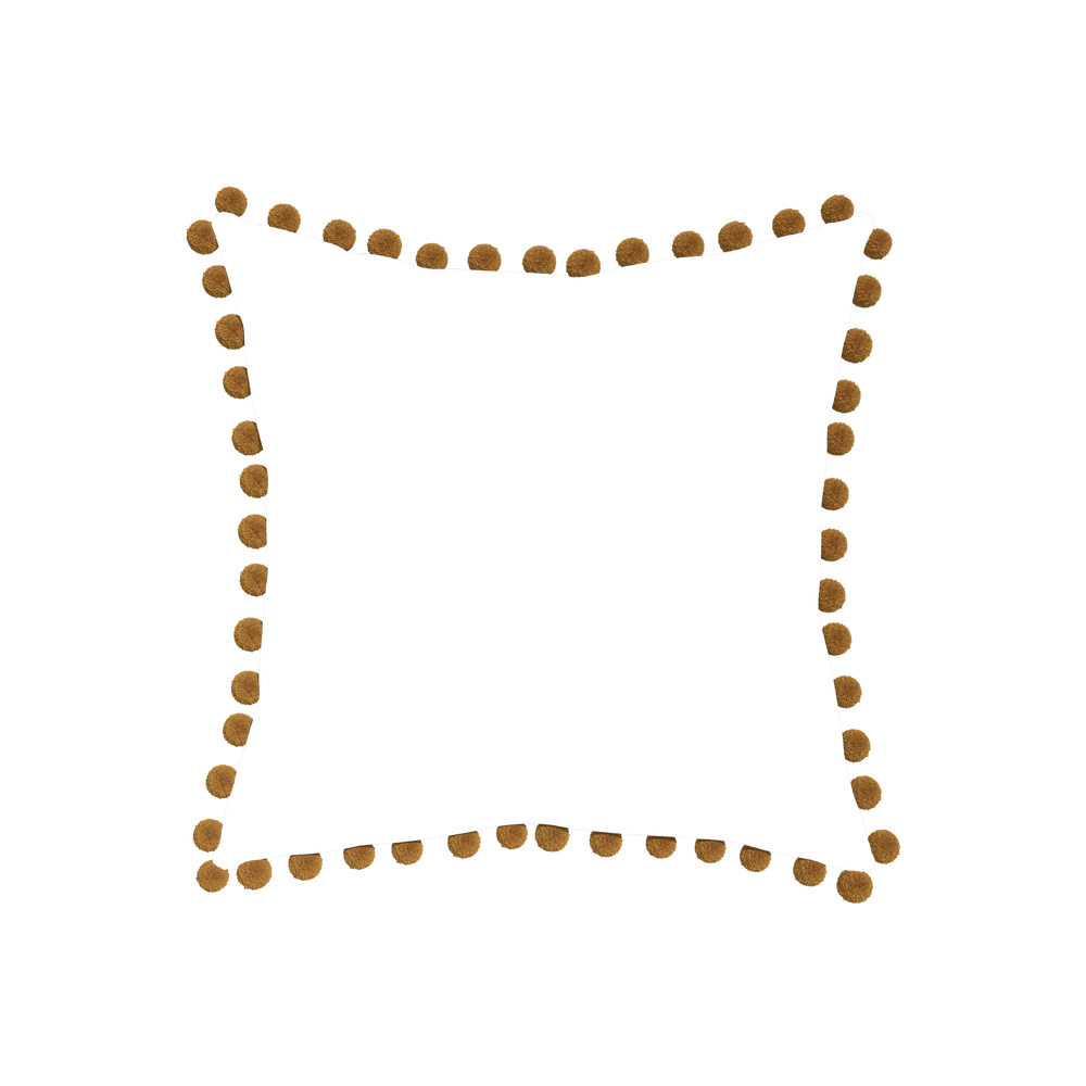 20-square ruby moss custom pillow with copper pom pom on white background