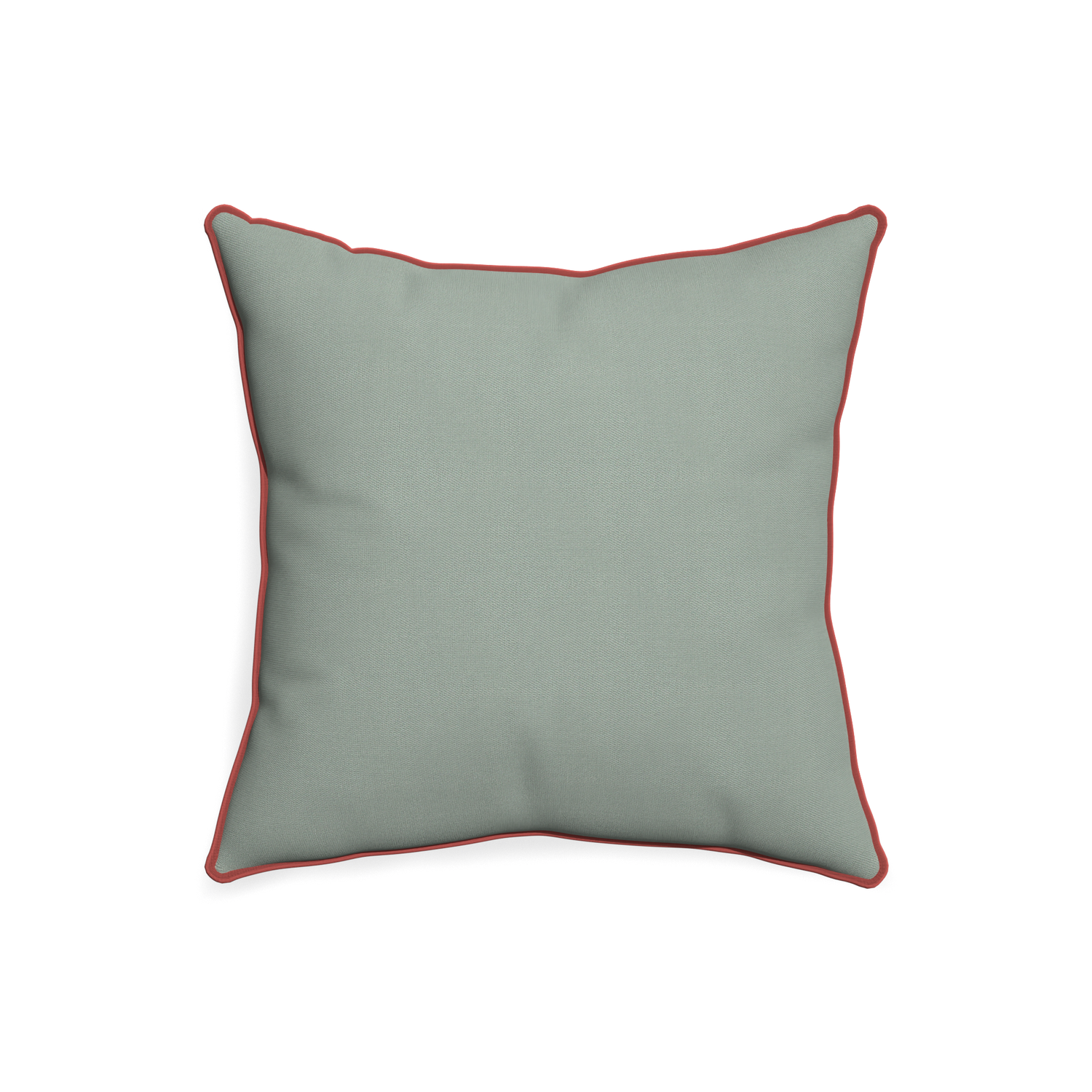 20-square sage custom sage green cottonpillow with c piping on white background