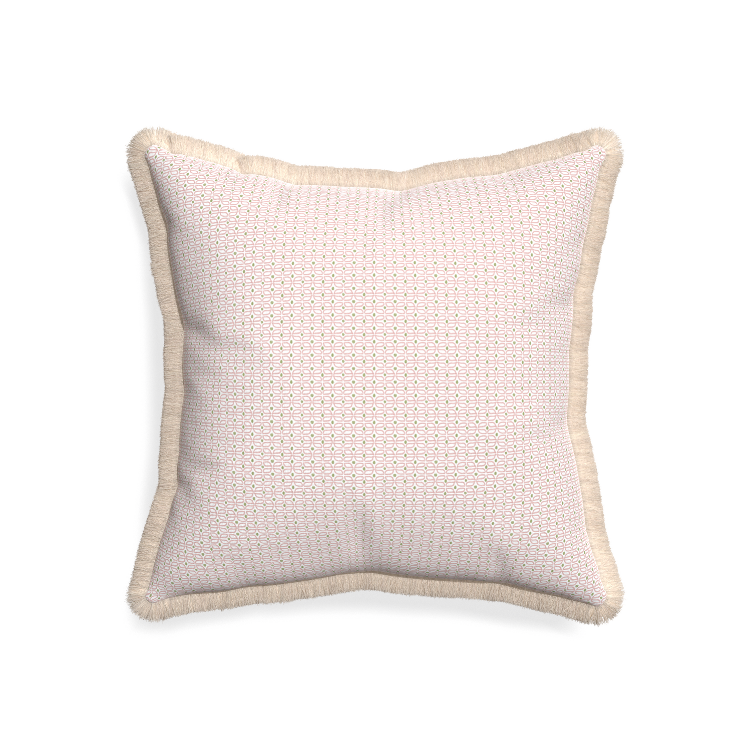 20-square loomi pink custom pink geometricpillow with cream fringe on white background