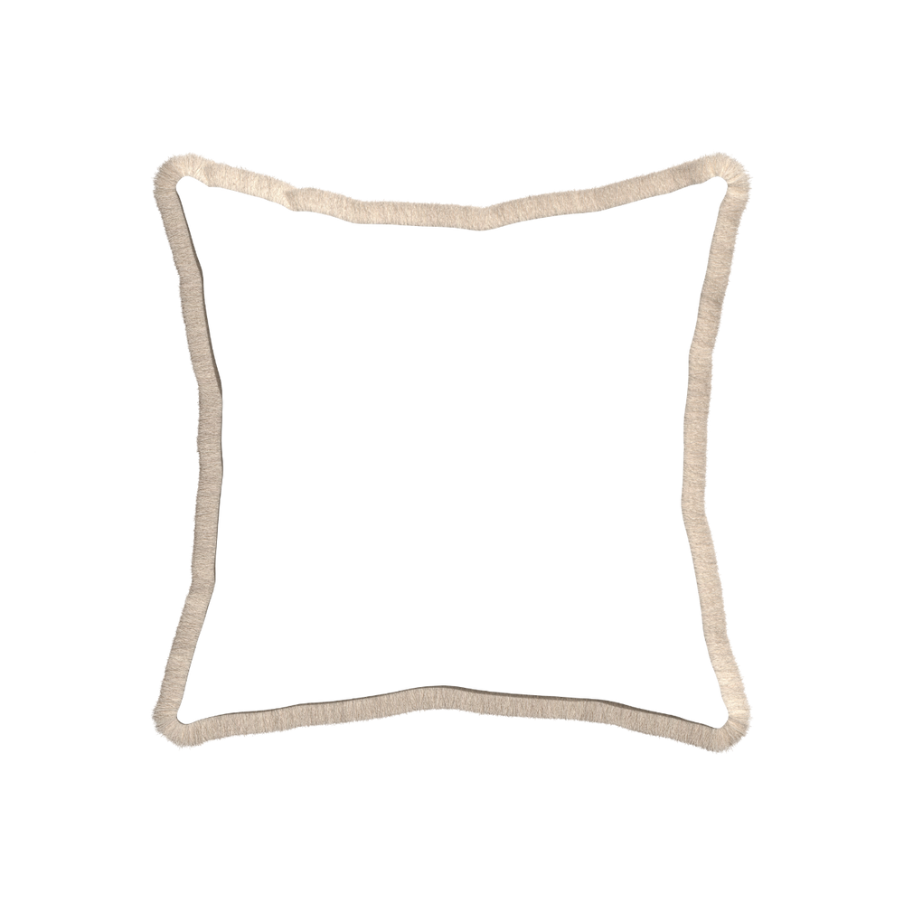 20-square ruby moss custom pillow with cream fringe on white background