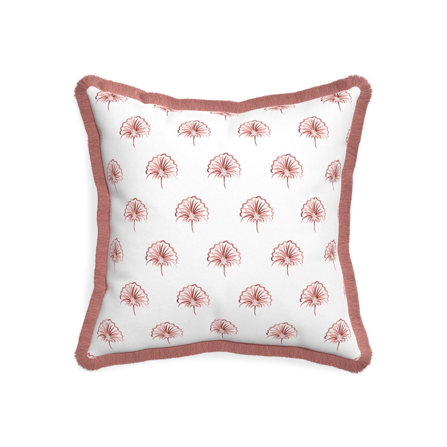 20-square penelope rose custom floral pinkpillow with d fringe on white background