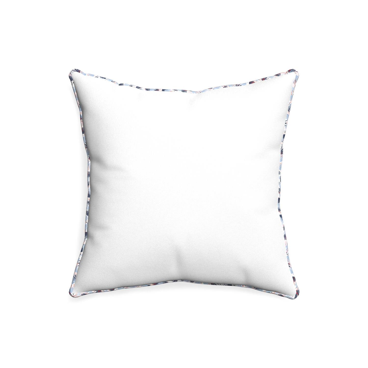 20-square snow custom white cottonpillow with e piping on white background