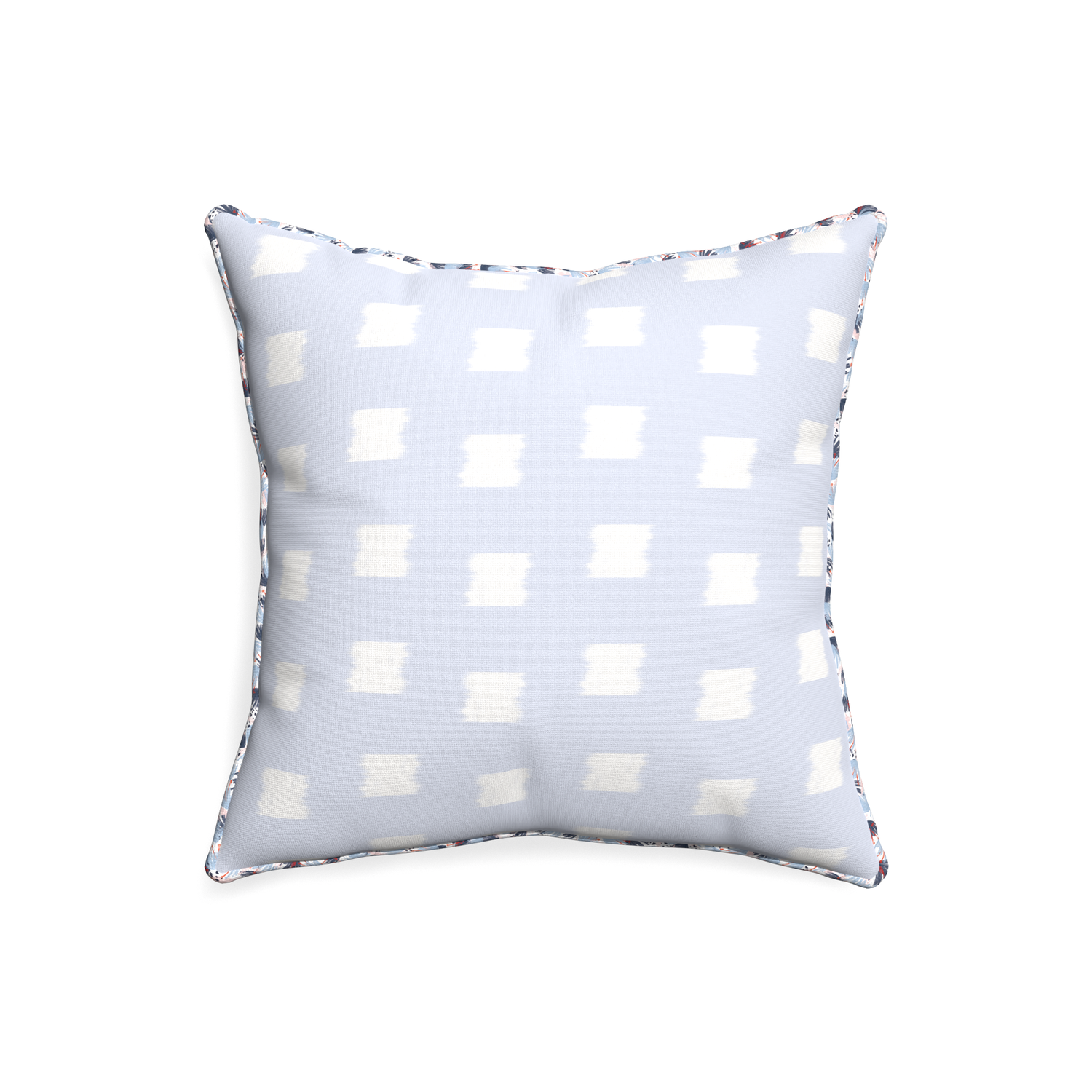 20-square denton custom sky blue patternpillow with e piping on white background