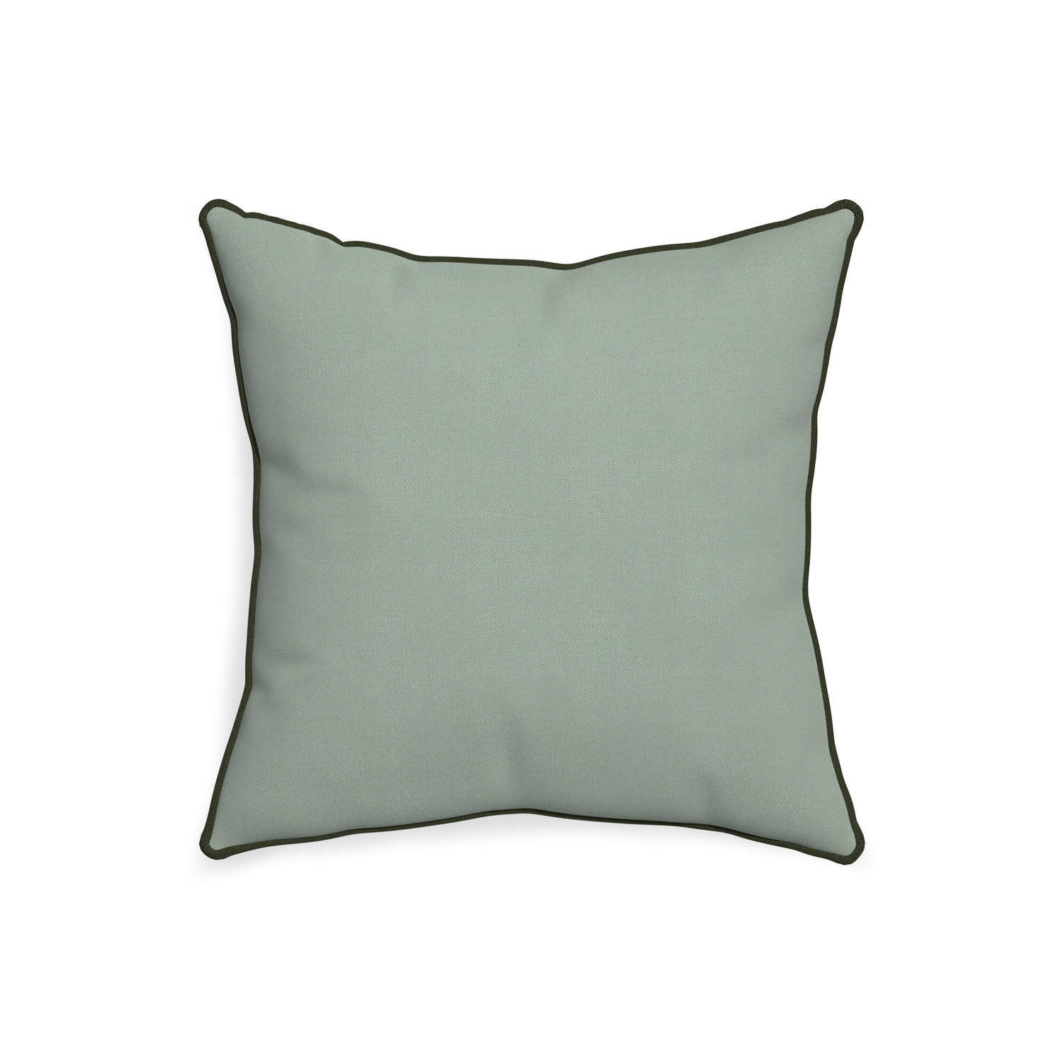 20-square sage custom sage green cottonpillow with f piping on white background