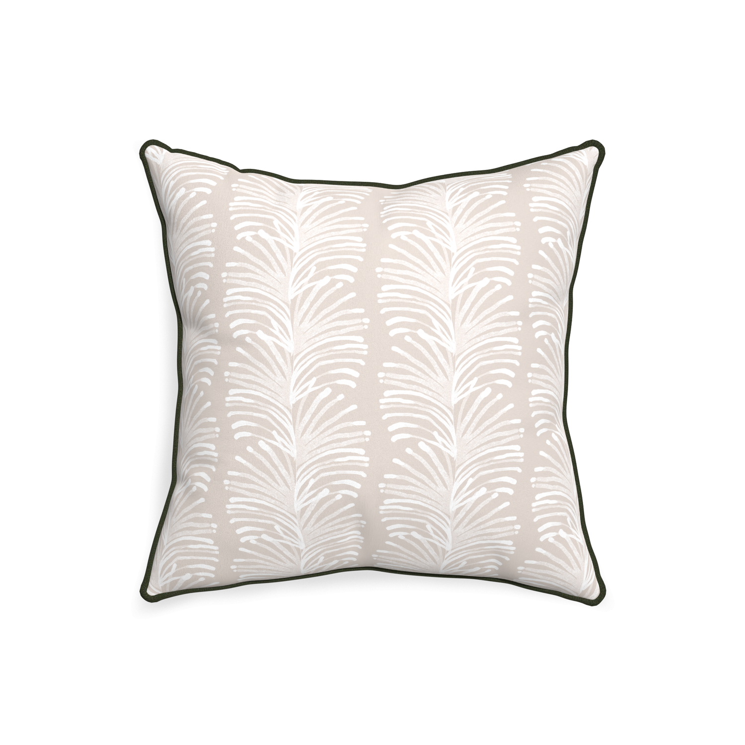 20-square emma sand custom sand colored botanical stripepillow with f piping on white background