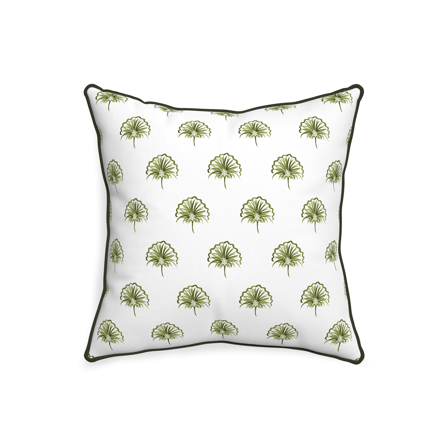 20-square penelope moss custom green floralpillow with f piping on white background