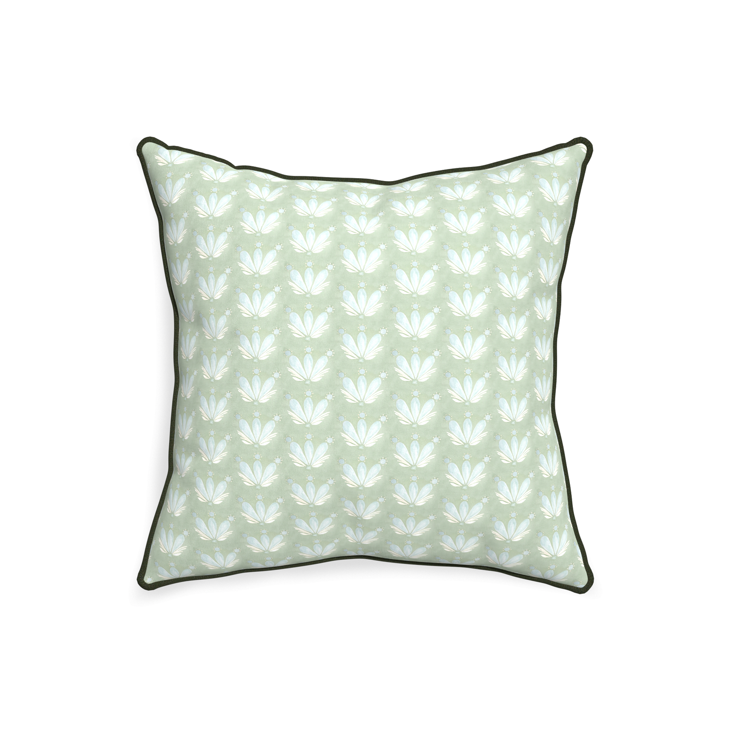 20-square serena sea salt custom blue & green floral drop repeatpillow with f piping on white background