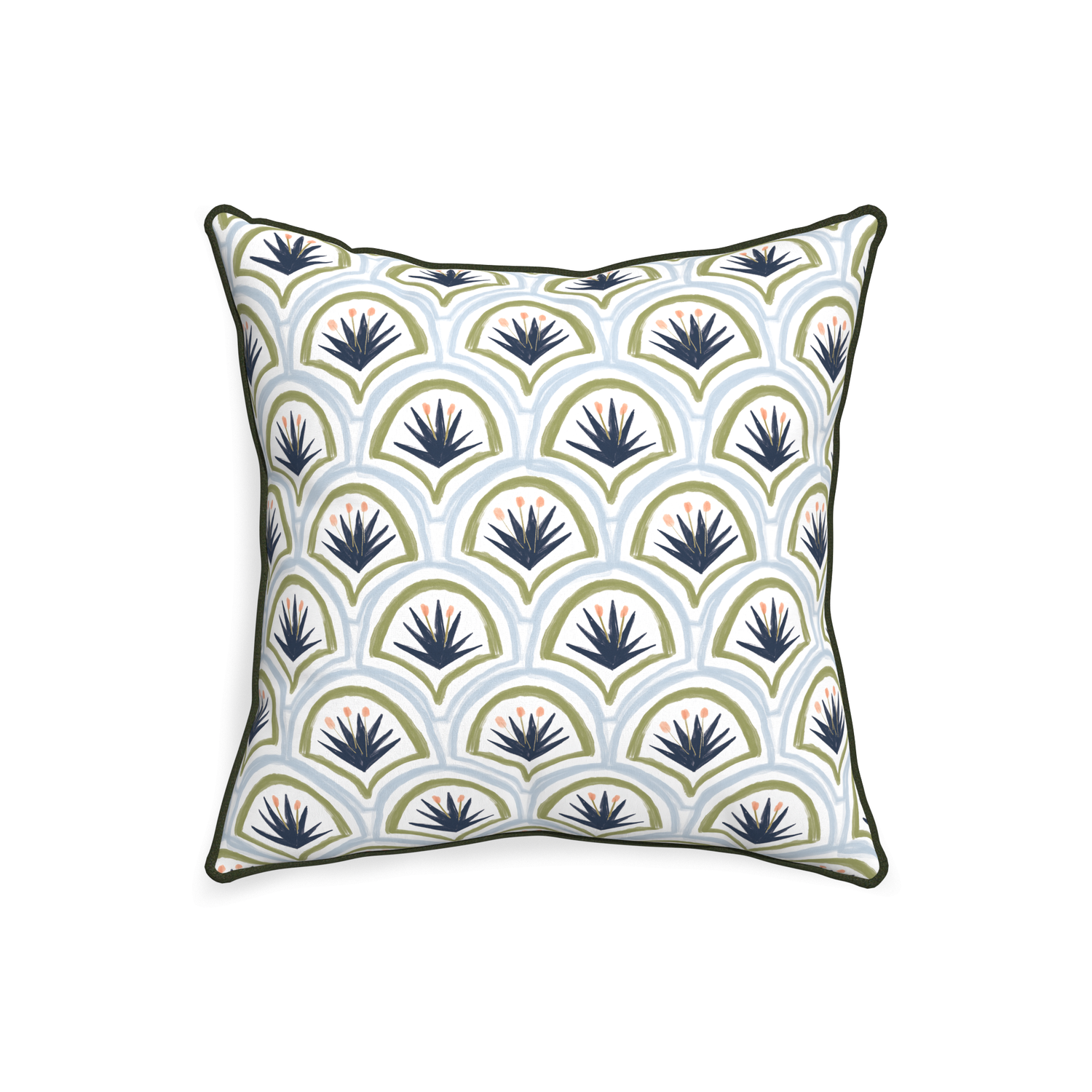 20-square thatcher midnight custom art deco palm patternpillow with f piping on white background