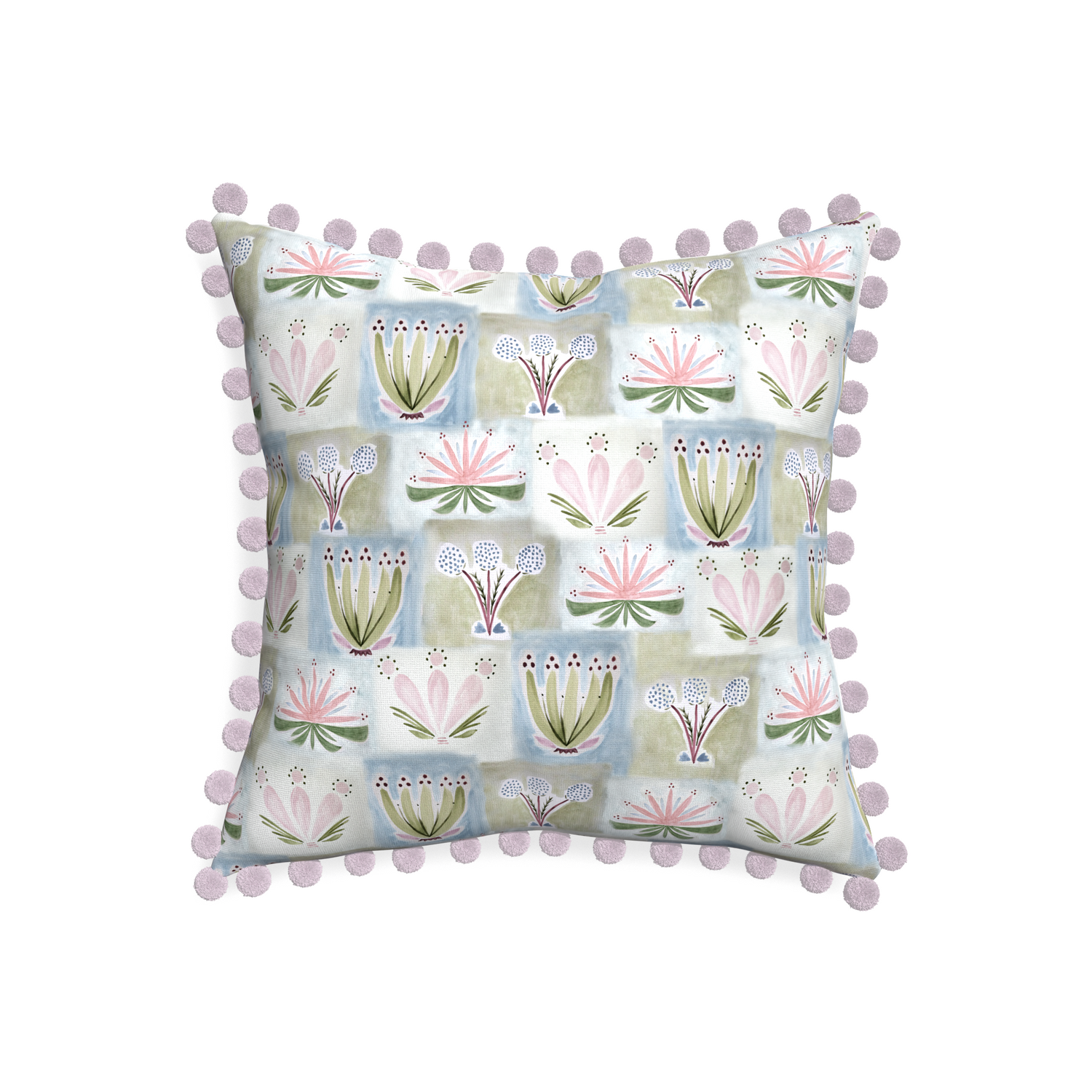 20-square harper custom hand-painted floralpillow with l on white background