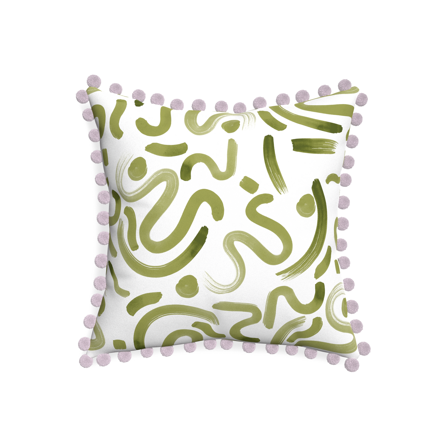 20-square hockney moss custom moss greenpillow with l on white background