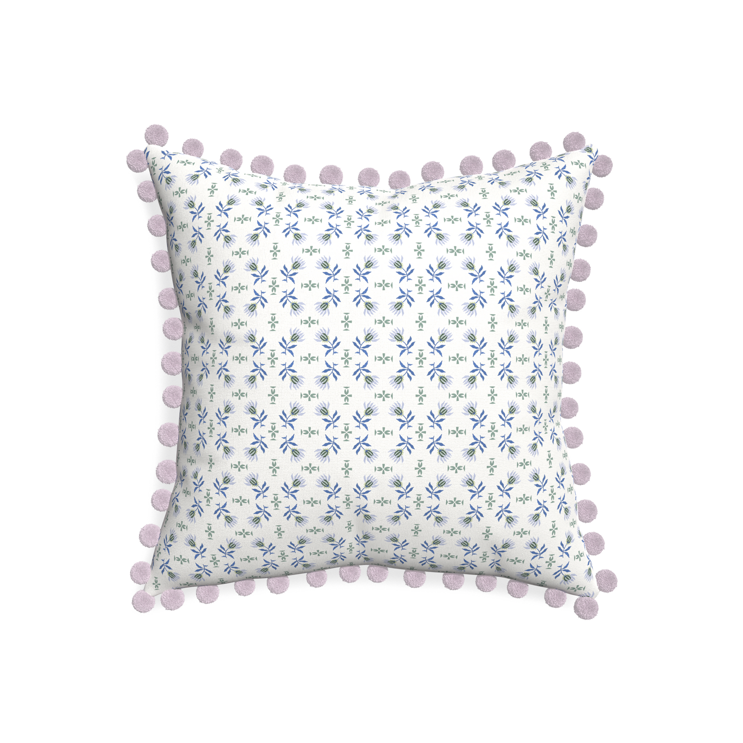 20-square lee custom blue & green floralpillow with l on white background