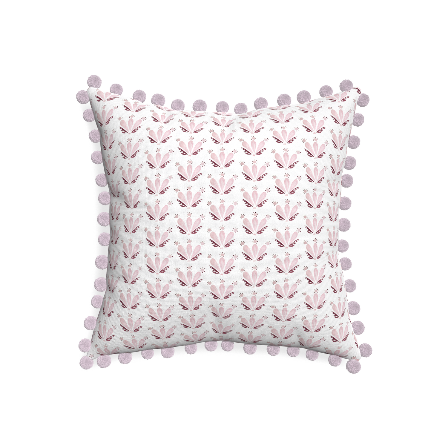 20-square serena pink custom pink & burgundy drop repeat floralpillow with l on white background