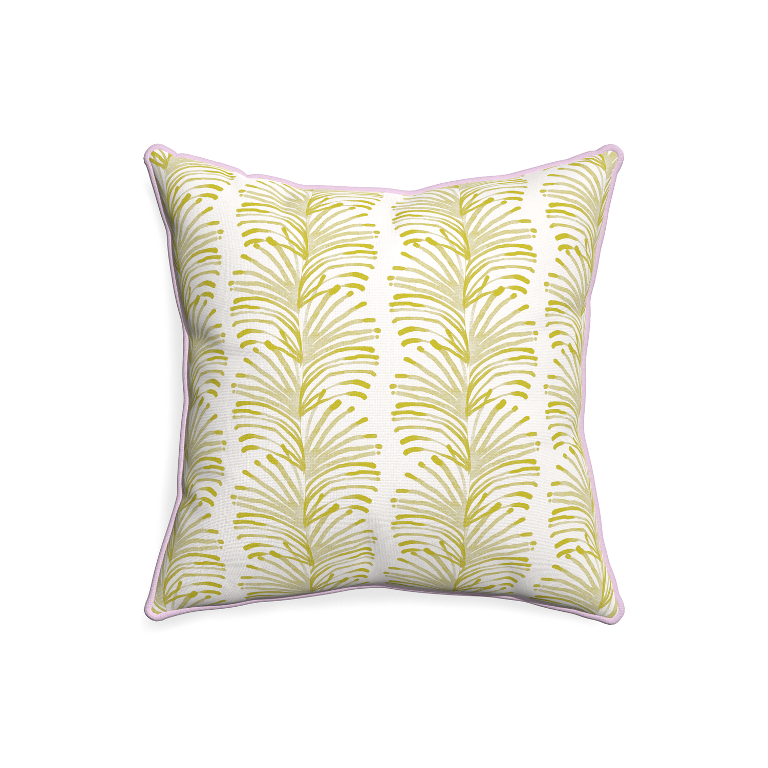 20-square emma chartreuse custom yellow stripe chartreusepillow with l piping on white background