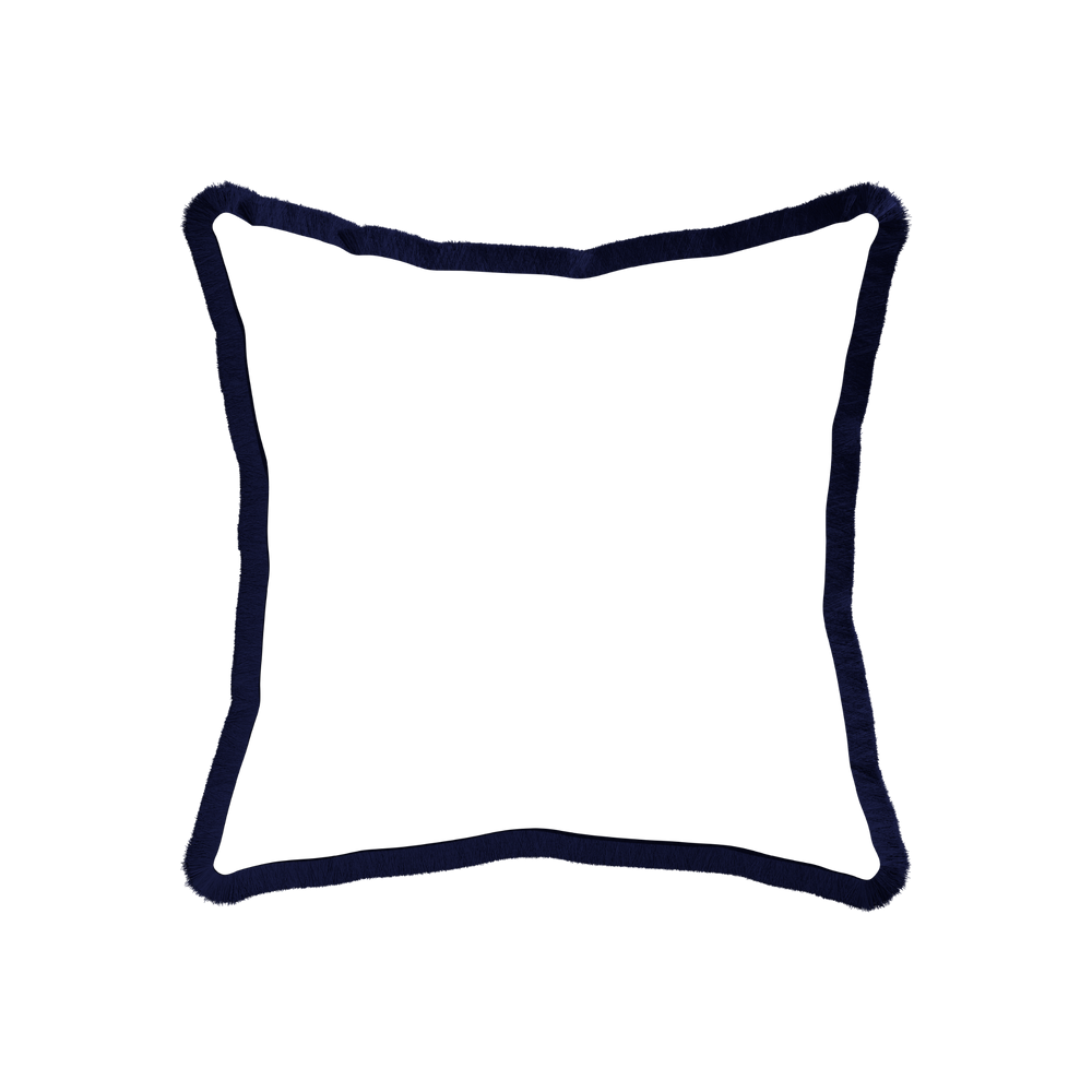 20-square ruby moss custom pillow with midnight fringe on white background