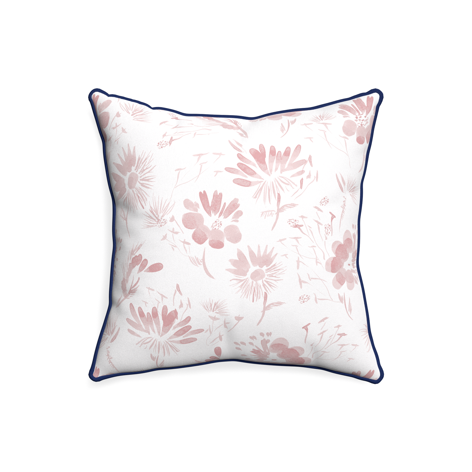20-square blake custom pink floralpillow with midnight piping on white background
