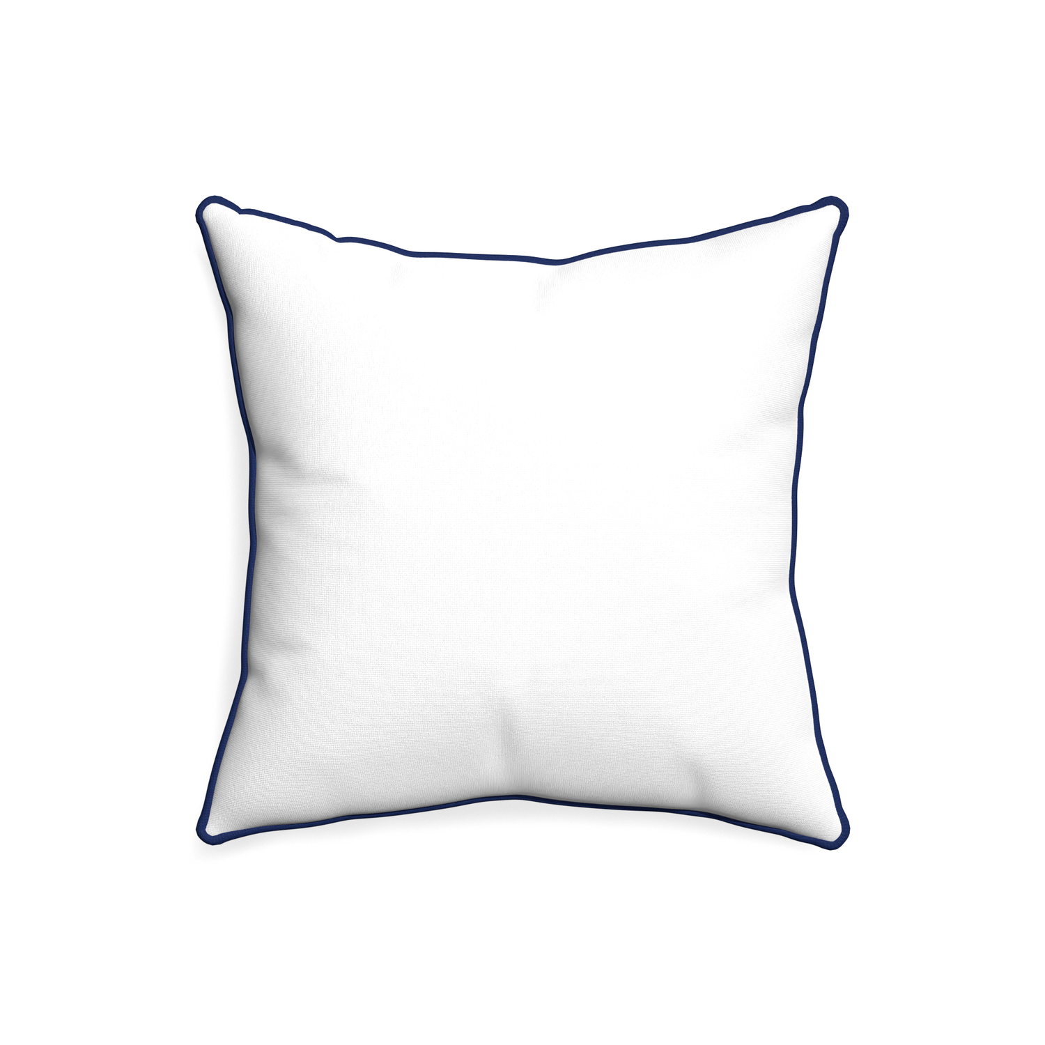 20-square snow custom white cottonpillow with midnight piping on white background