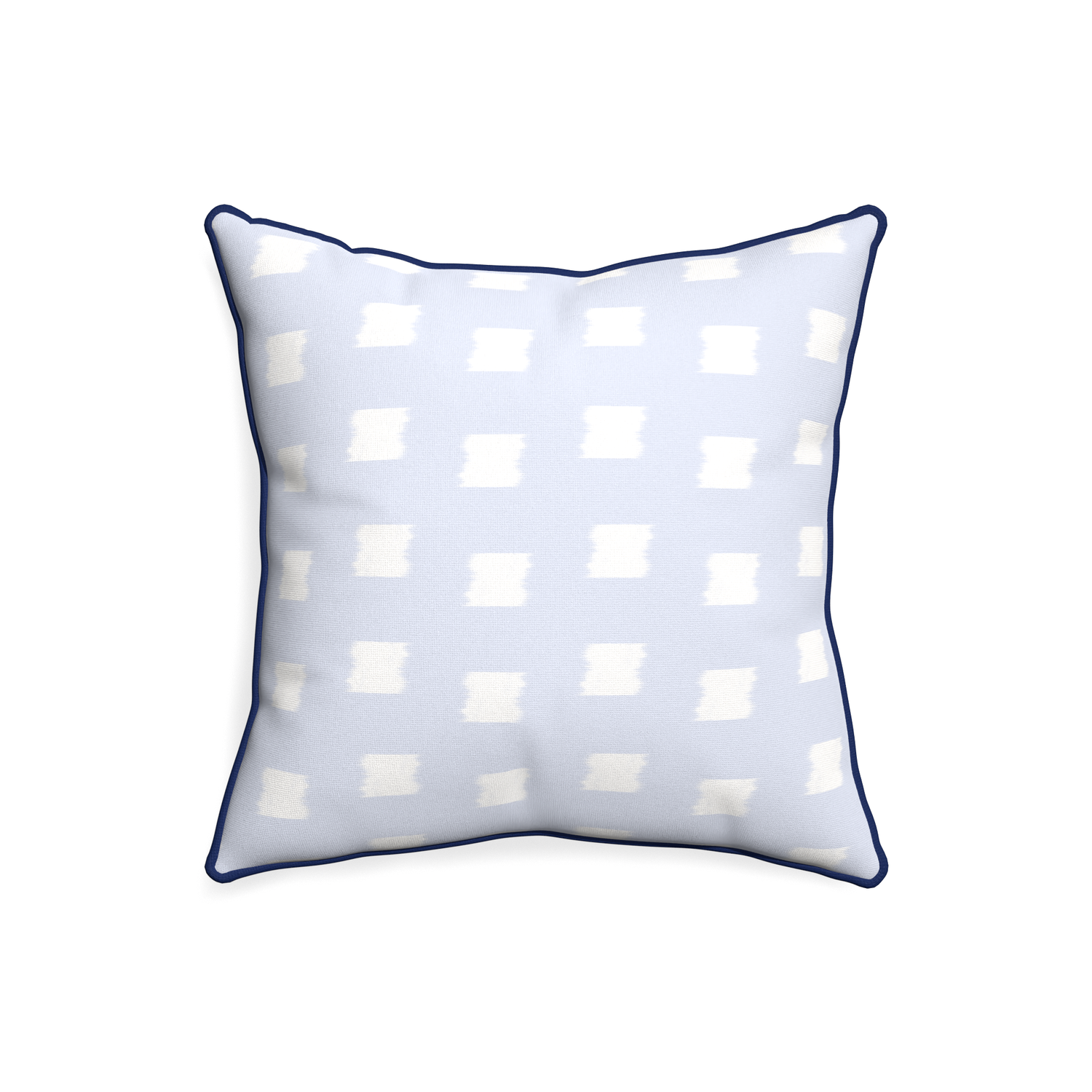 20-square denton custom sky blue patternpillow with midnight piping on white background
