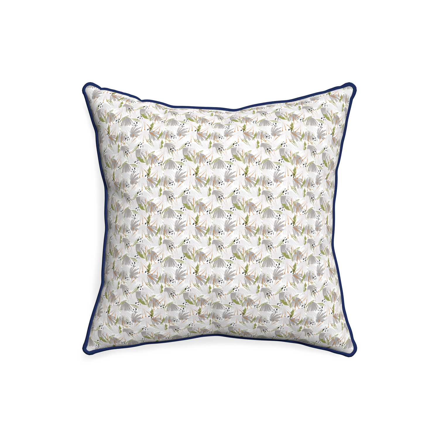 20-square eden grey custom grey floralpillow with midnight piping on white background