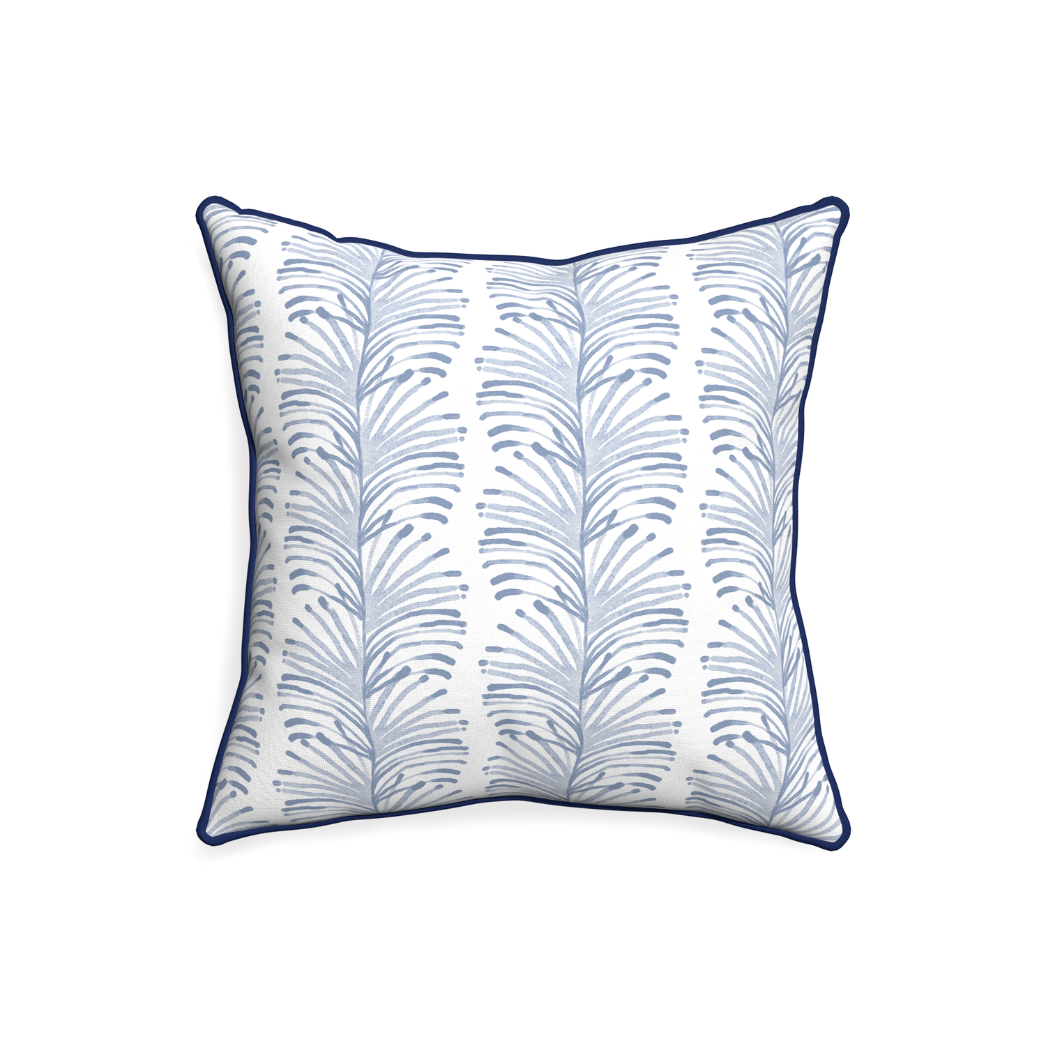 20-square emma sky custom sky blue botanical stripepillow with midnight piping on white background
