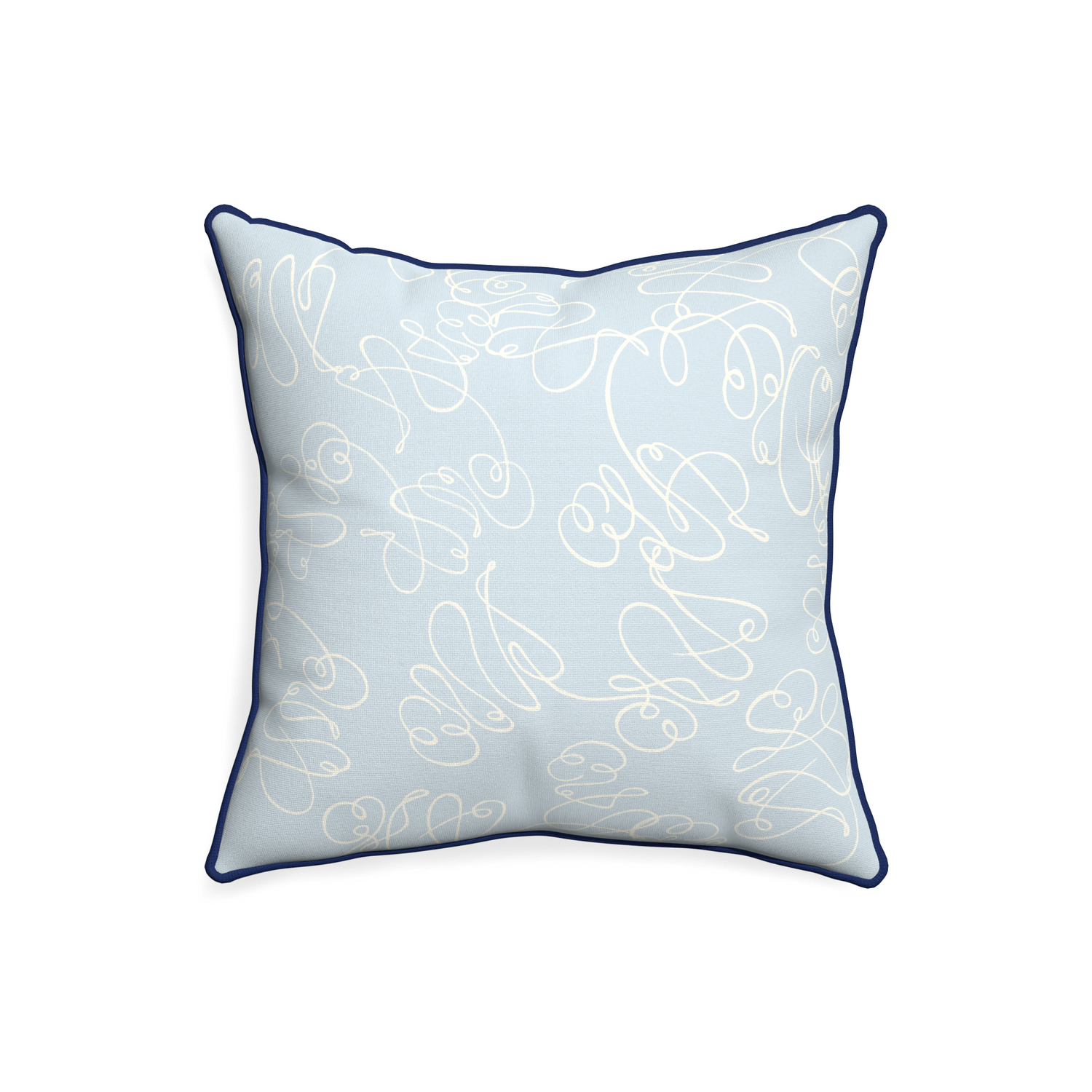 20-square mirabella custom powder blue abstractpillow with midnight piping on white background
