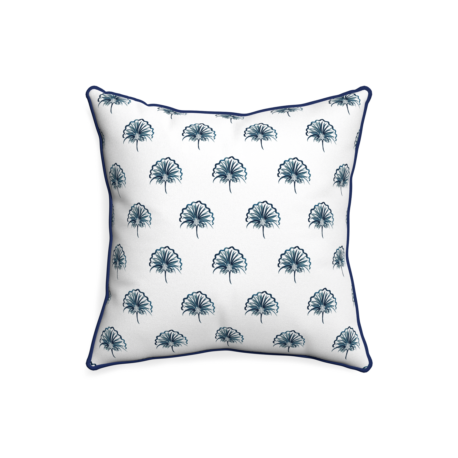 20-square penelope midnight custom floral navypillow with midnight piping on white background