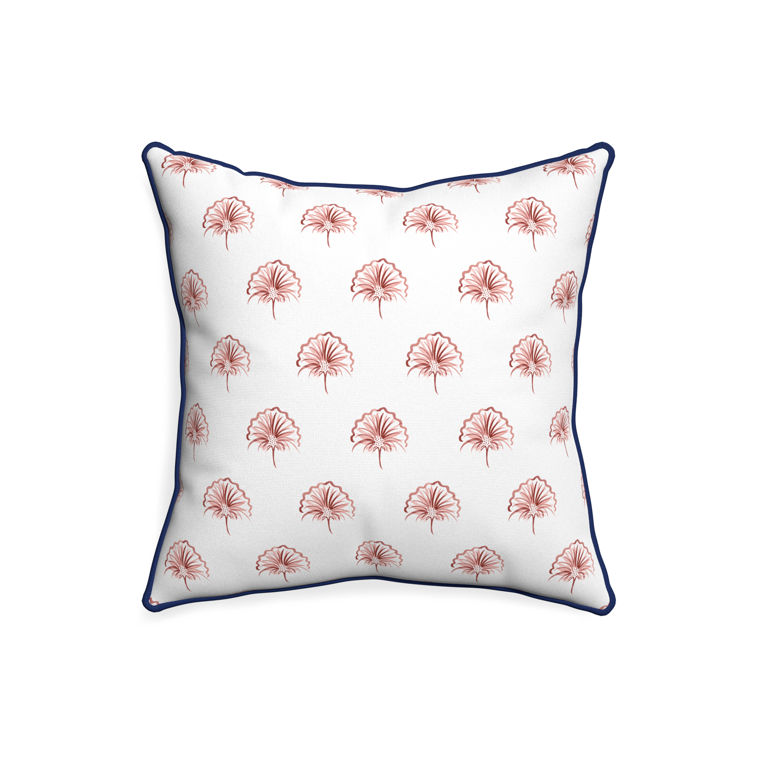20-square penelope rose custom floral pinkpillow with midnight piping on white background