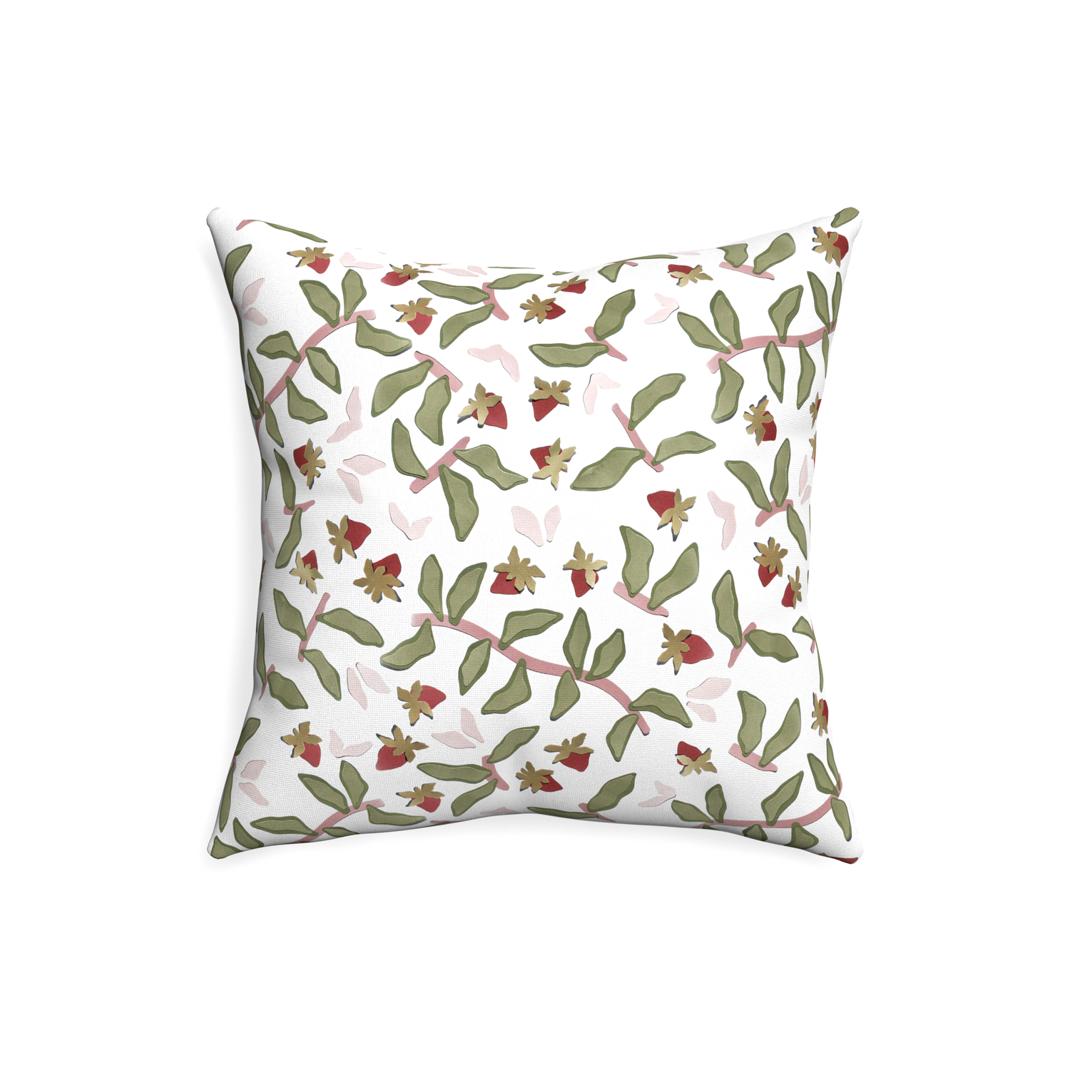20-square nellie custom strawberry & botanicalpillow with none on white background