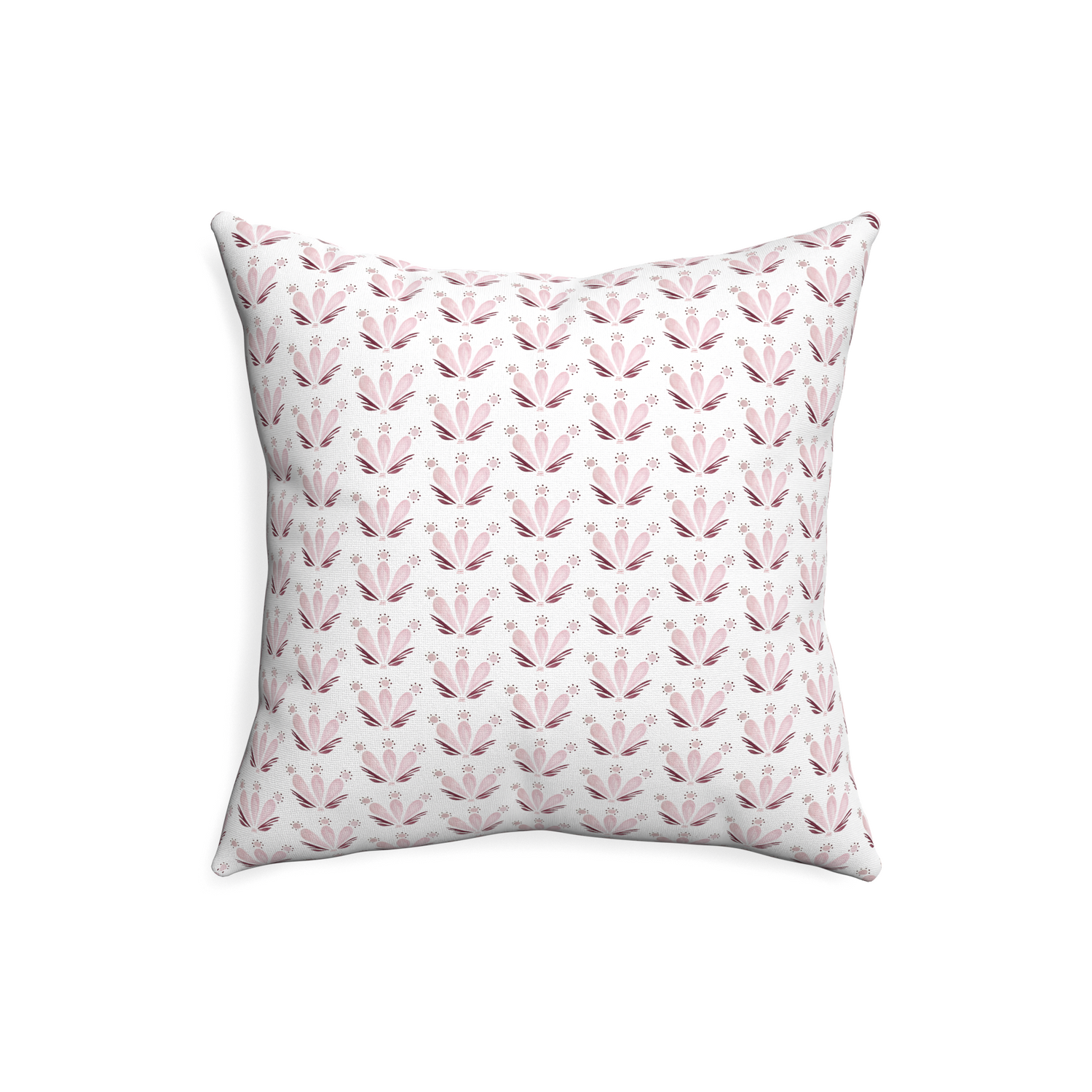 20-square serena pink custom pink & burgundy drop repeat floralpillow with none on white background