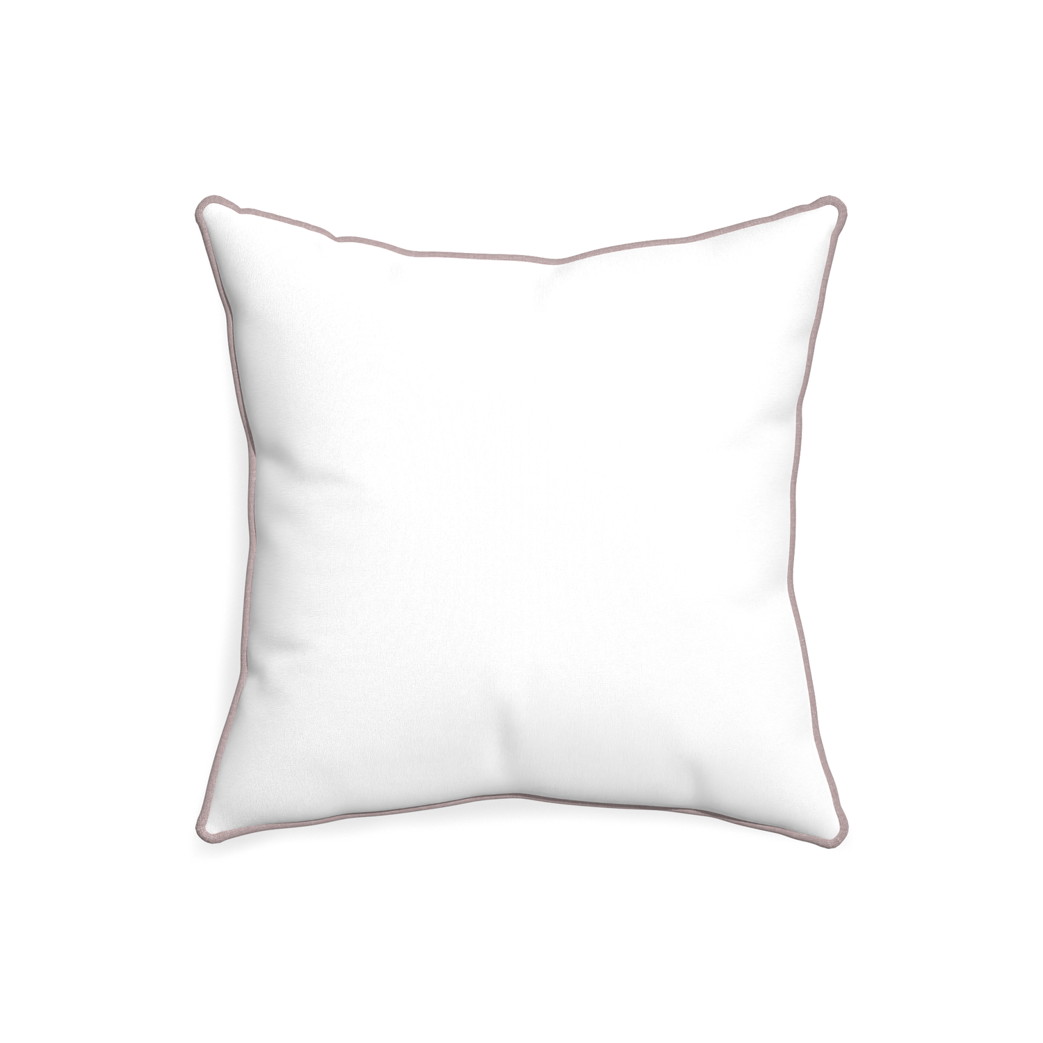 20-square snow custom white cottonpillow with orchid piping on white background